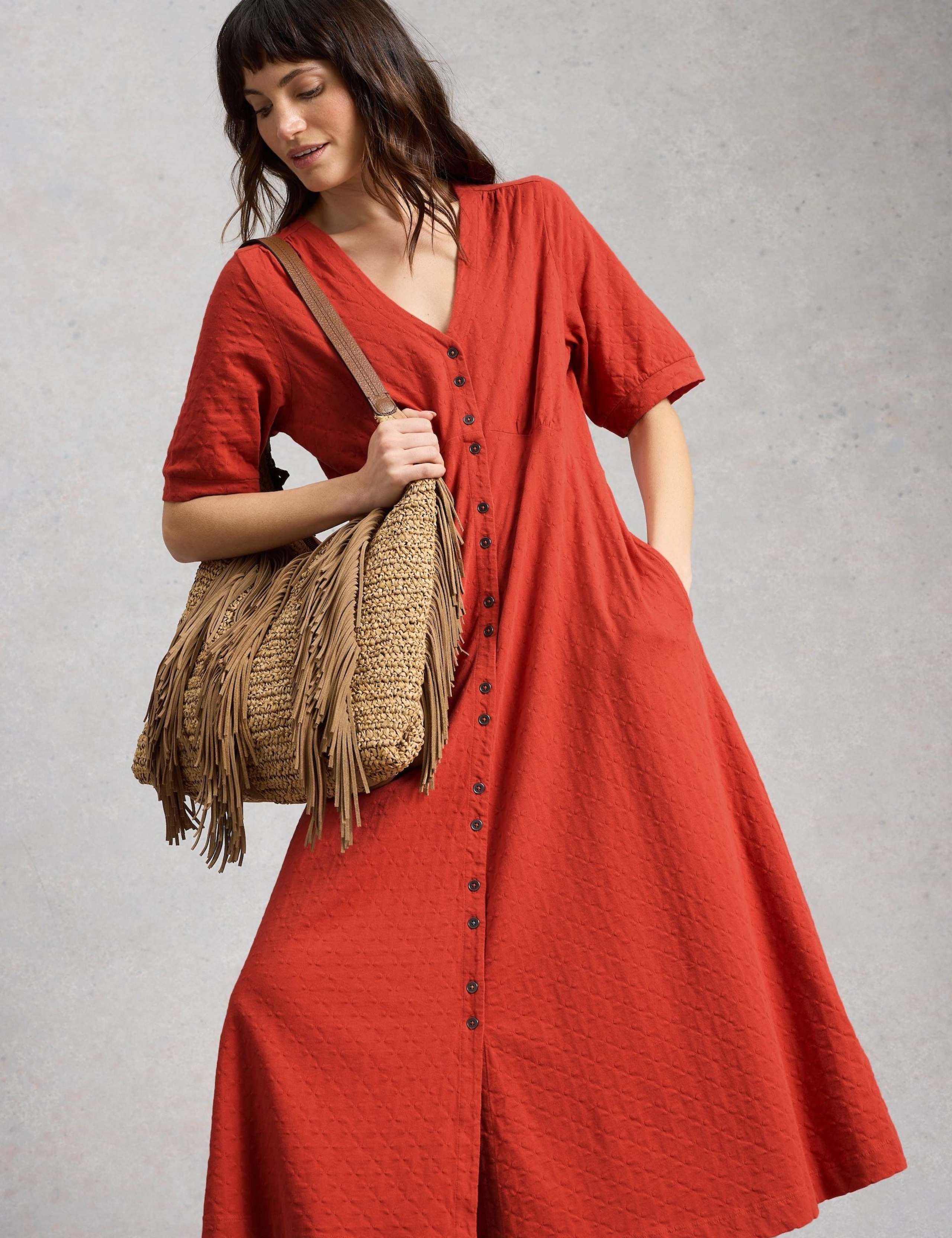 Pure Cotton Jersey Midi Waisted Dress 6 of 6