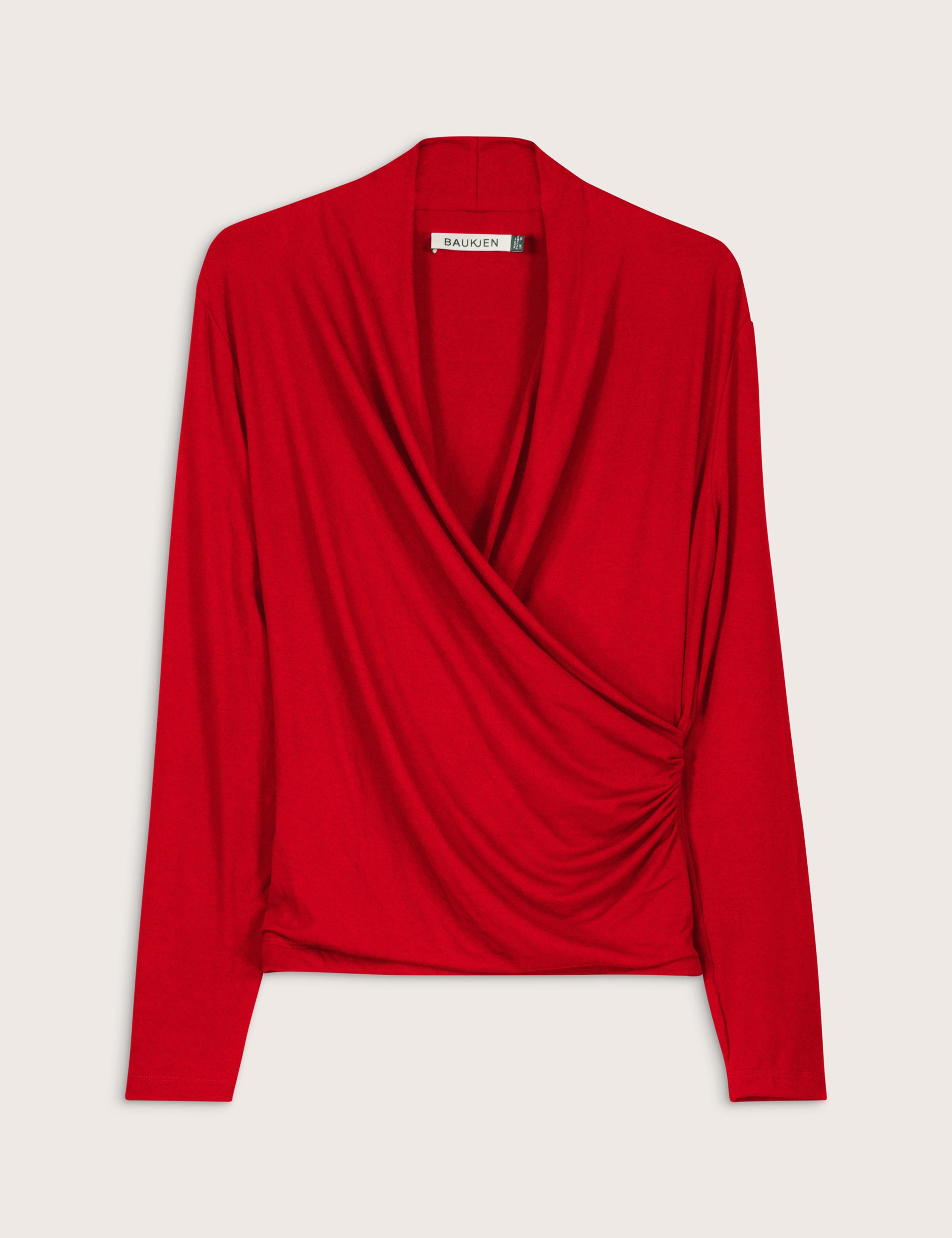 Jersey V-Neck Fitted Wrap Top 2 of 4
