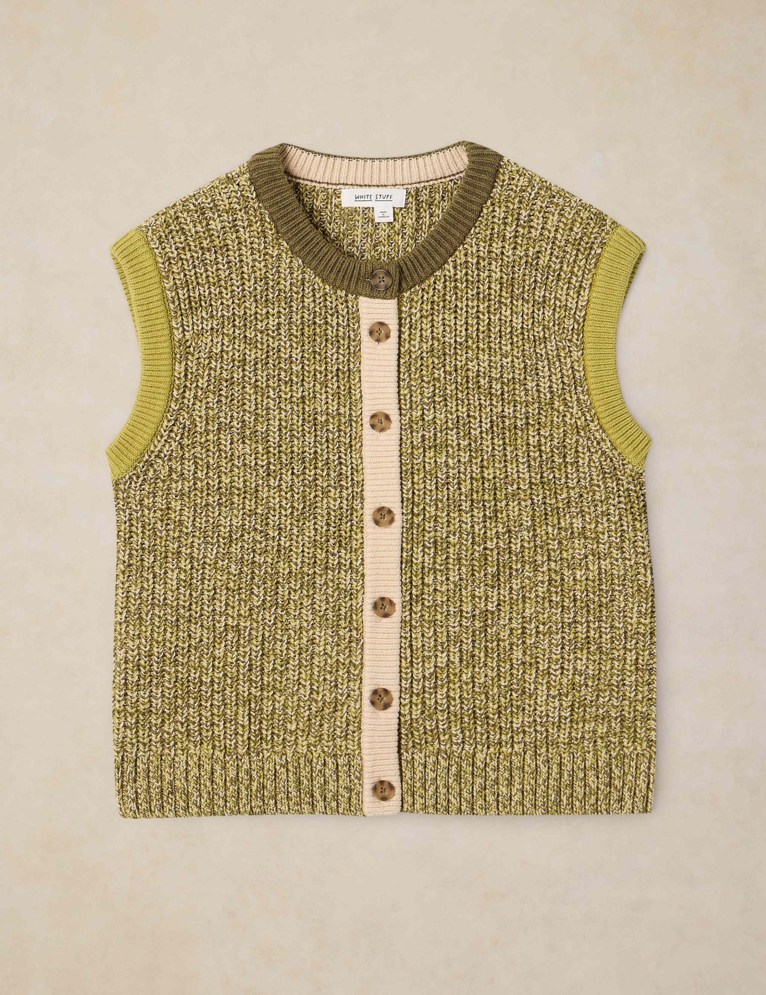 Cotton Rich Knitted Vest with Wool 2 of 6