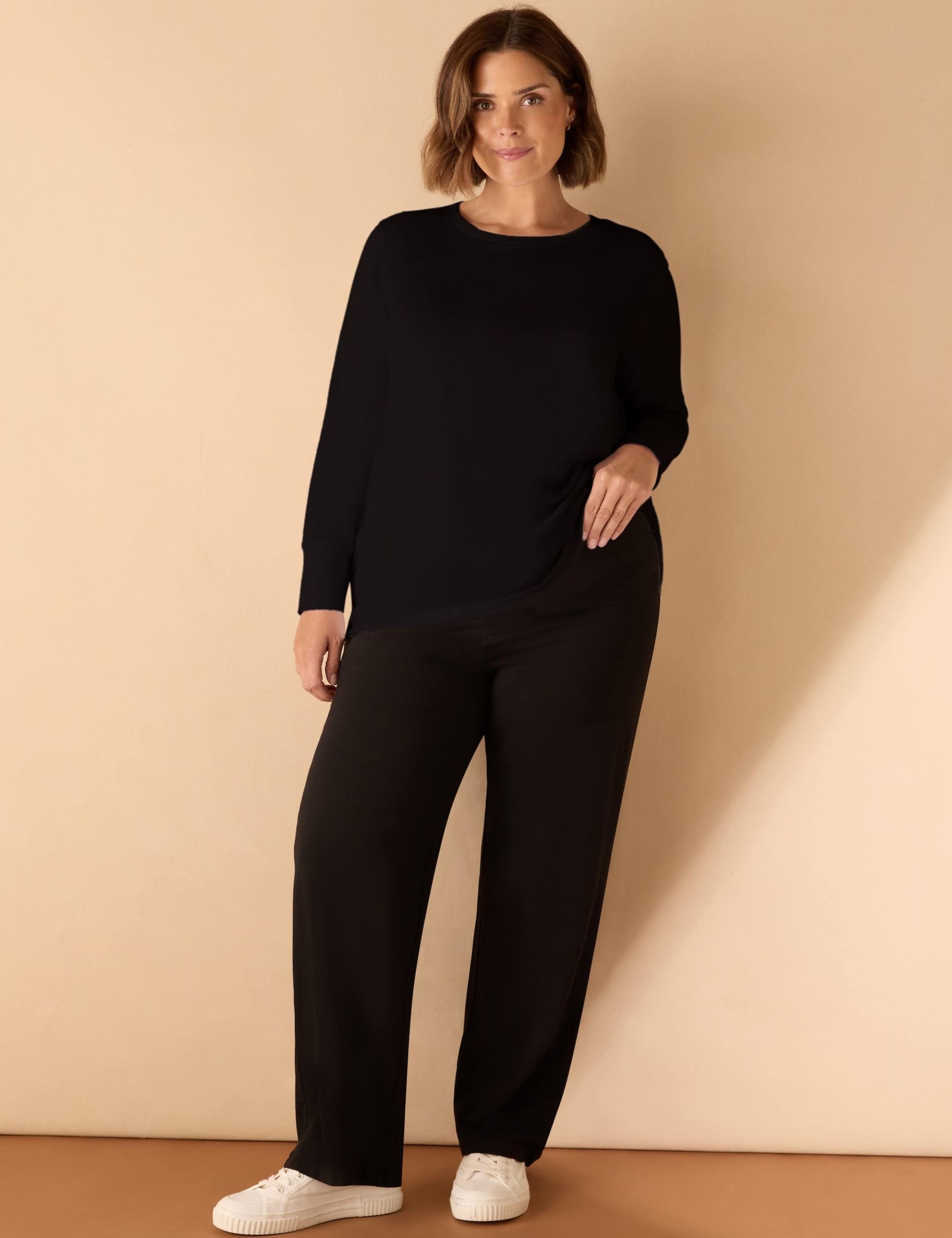 Cotton Blend Slub Crew Neck Top 1 of 4