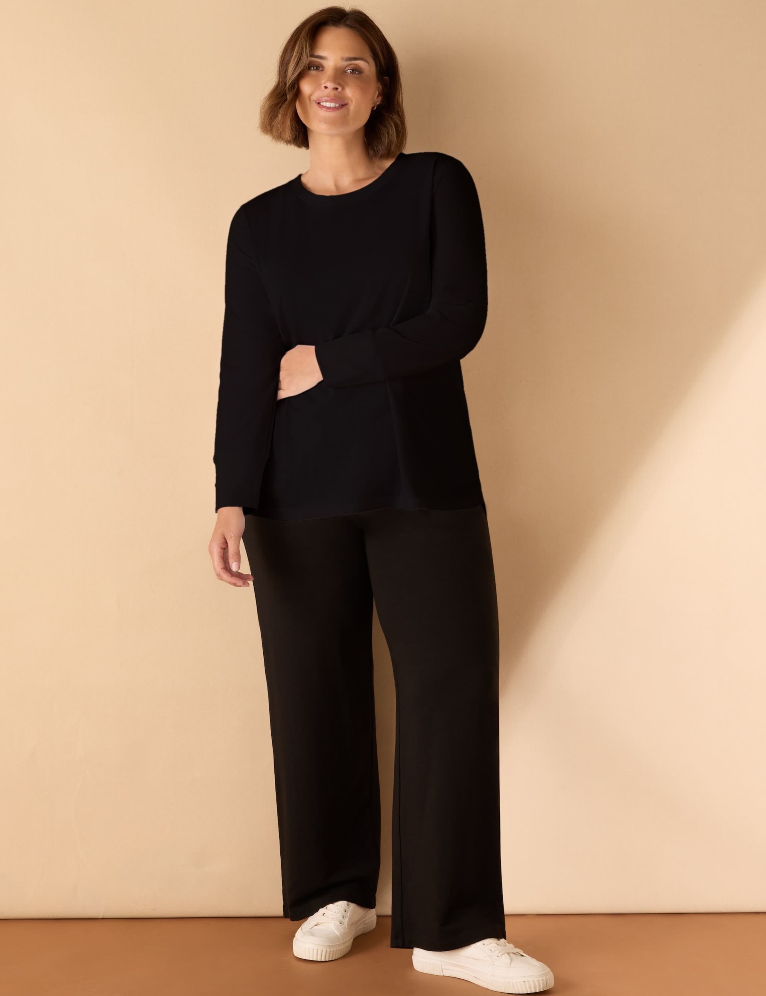 Cotton Blend Slub Crew Neck Top 2 of 4