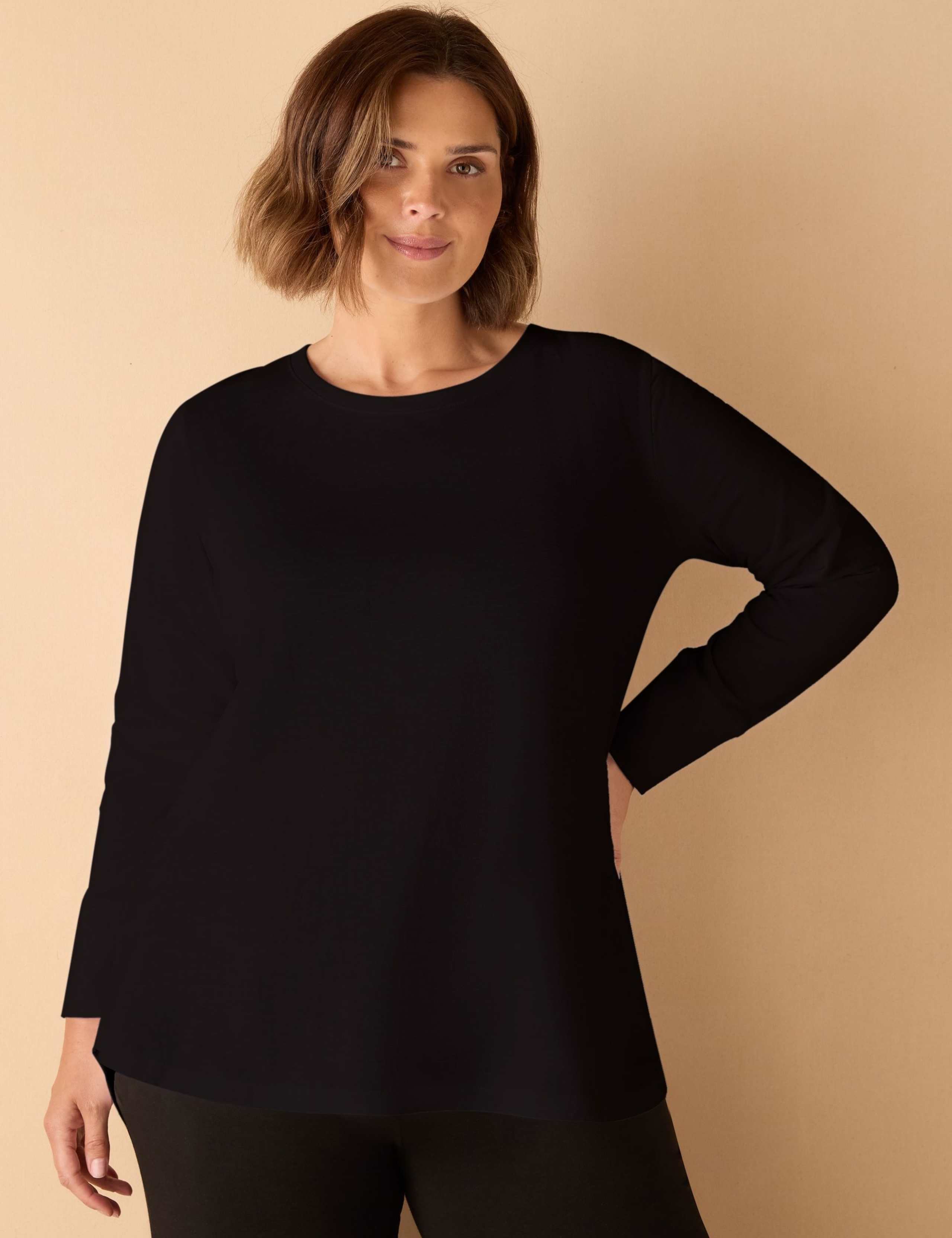 Cotton Blend Slub Crew Neck Top 4 of 4