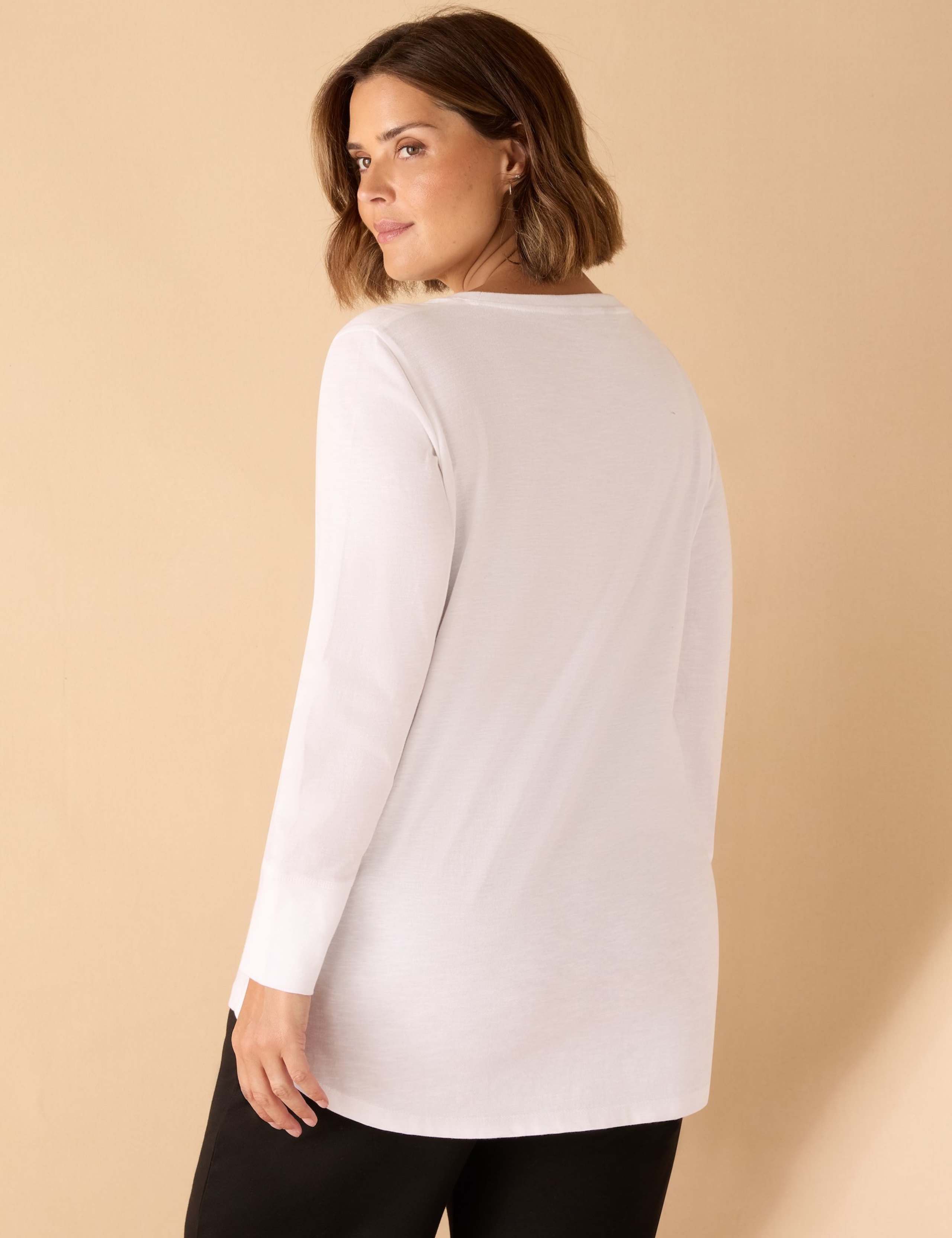 Cotton Blend Slub Crew Neck Top 2 of 3