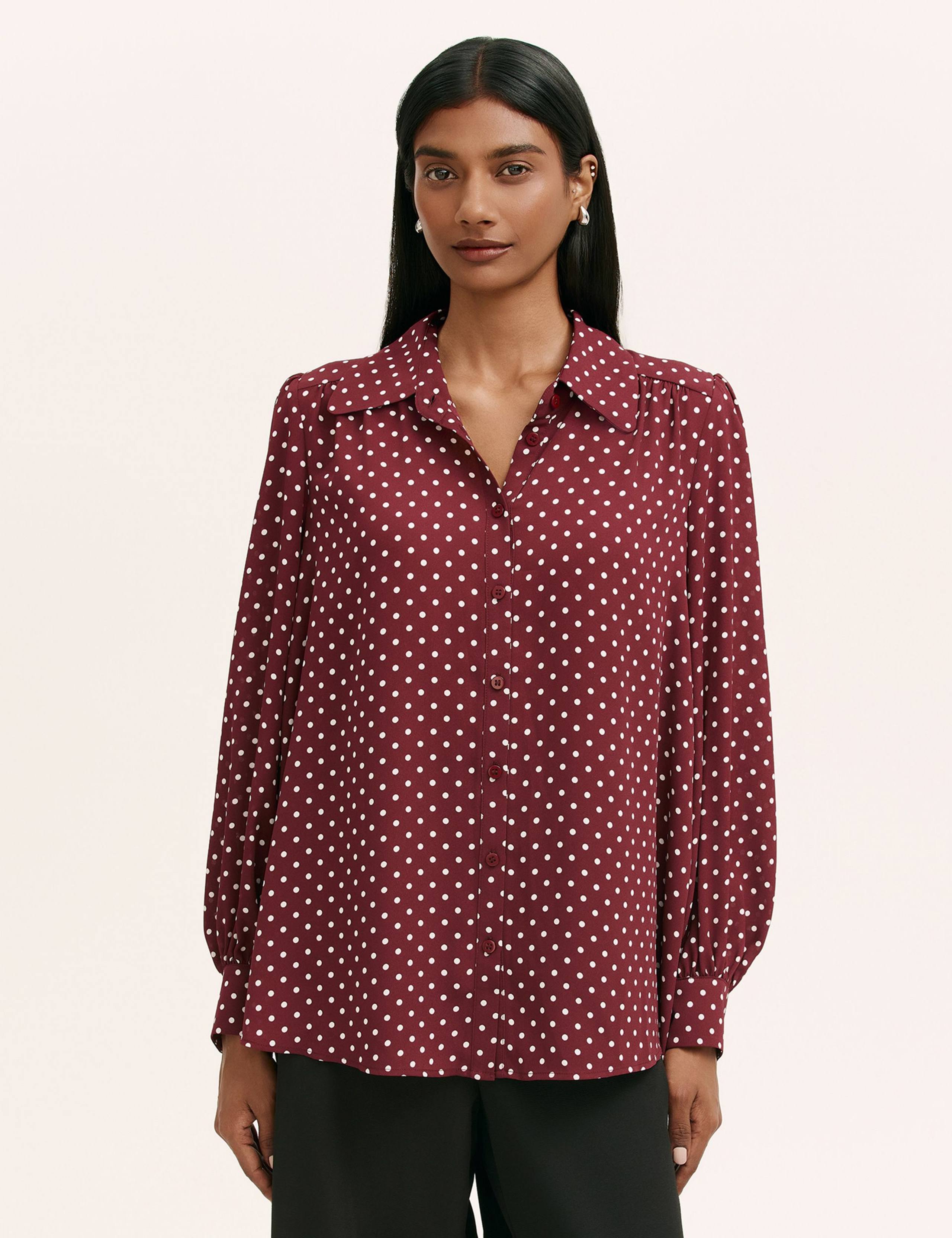 Polka Dot Collared Blouse 1 of 4