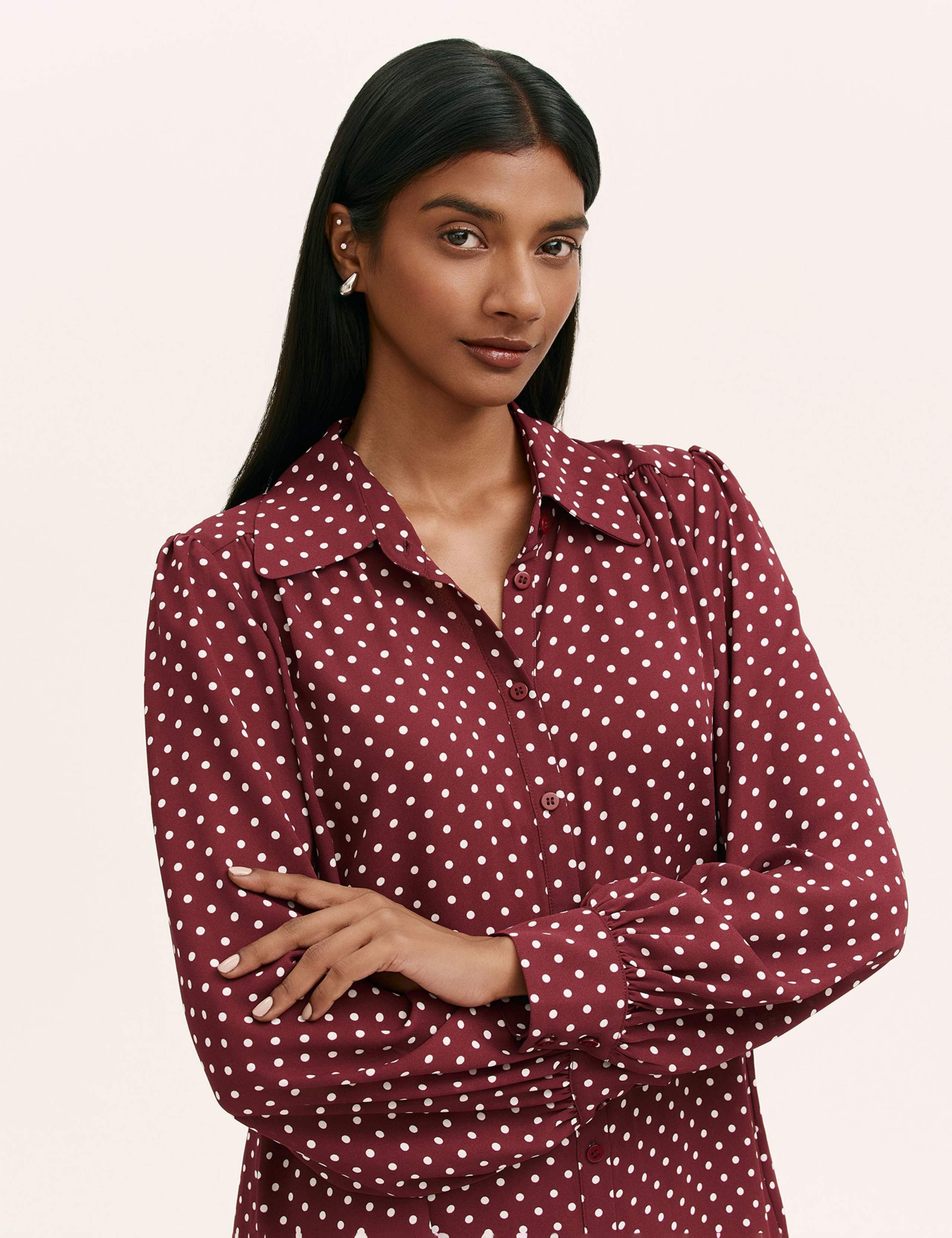 Polka Dot Collared Blouse 4 of 4