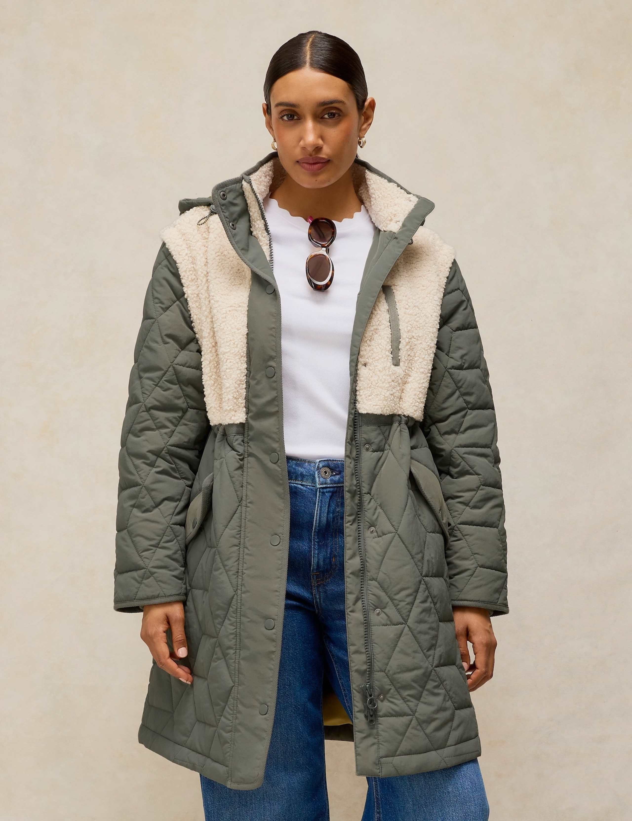 Borg Quilted Hooded Multiway Puffer Jacket 1 of 6