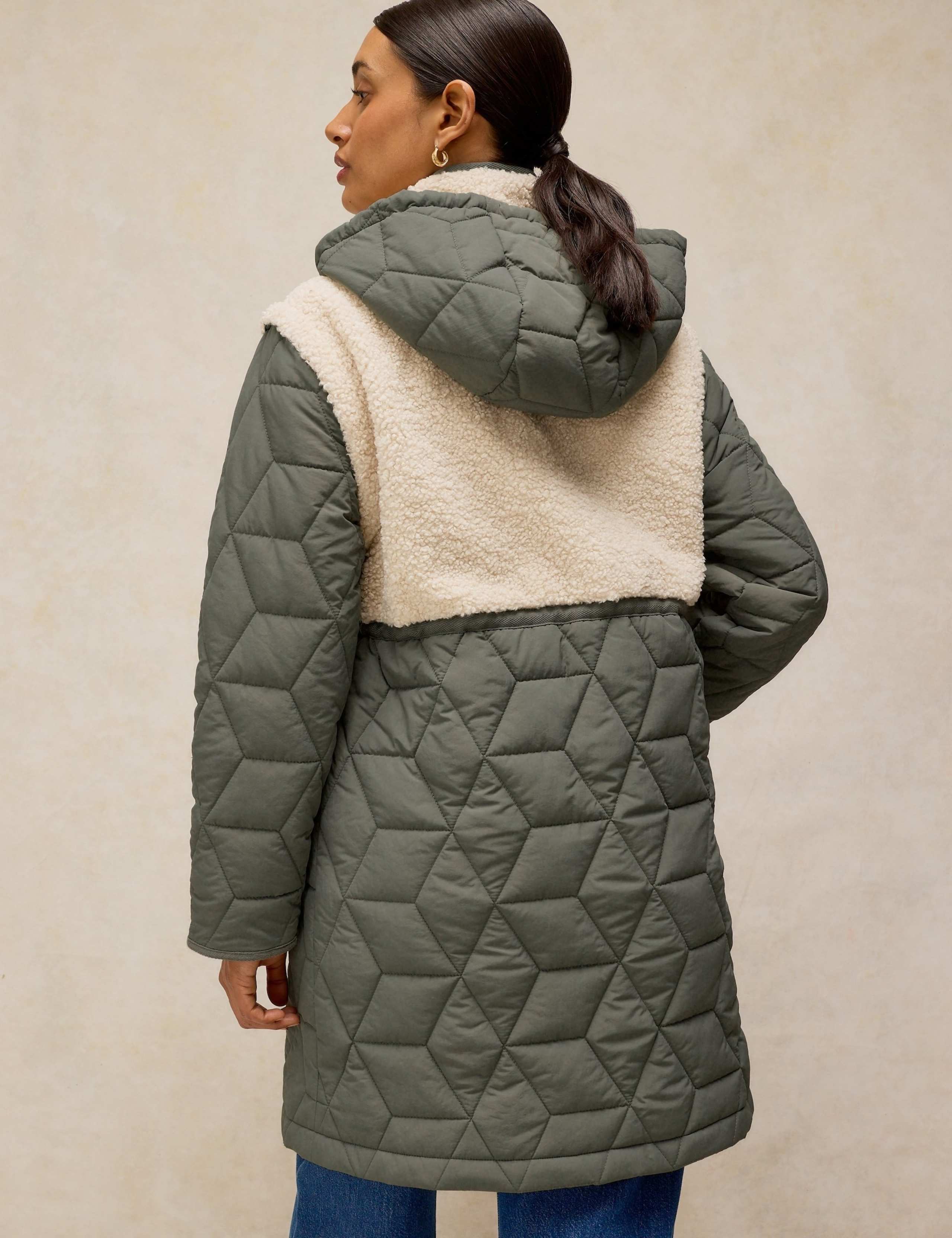 Borg Quilted Hooded Multiway Puffer Jacket 4 of 6