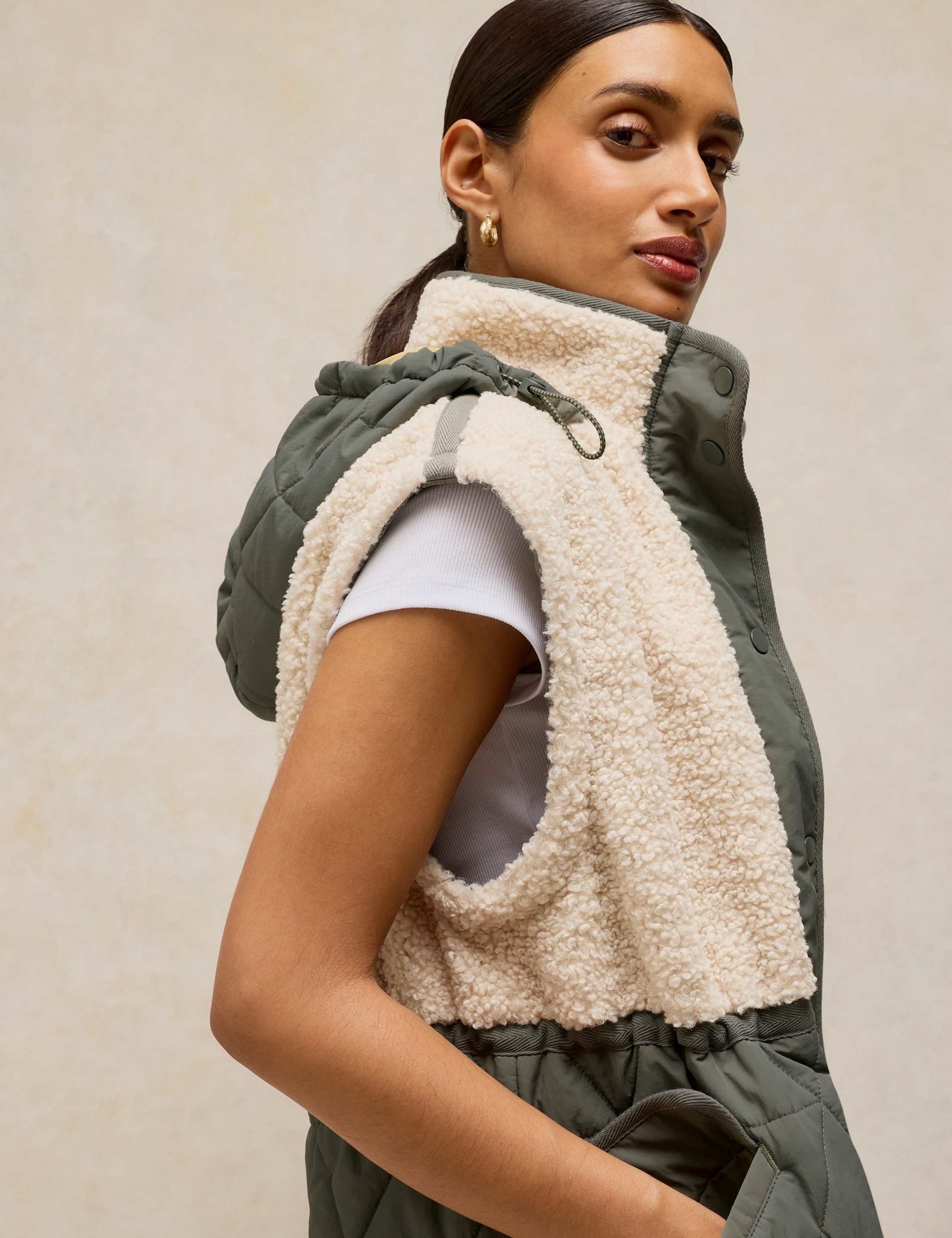 Borg Quilted Hooded Multiway Puffer Jacket 5 of 6