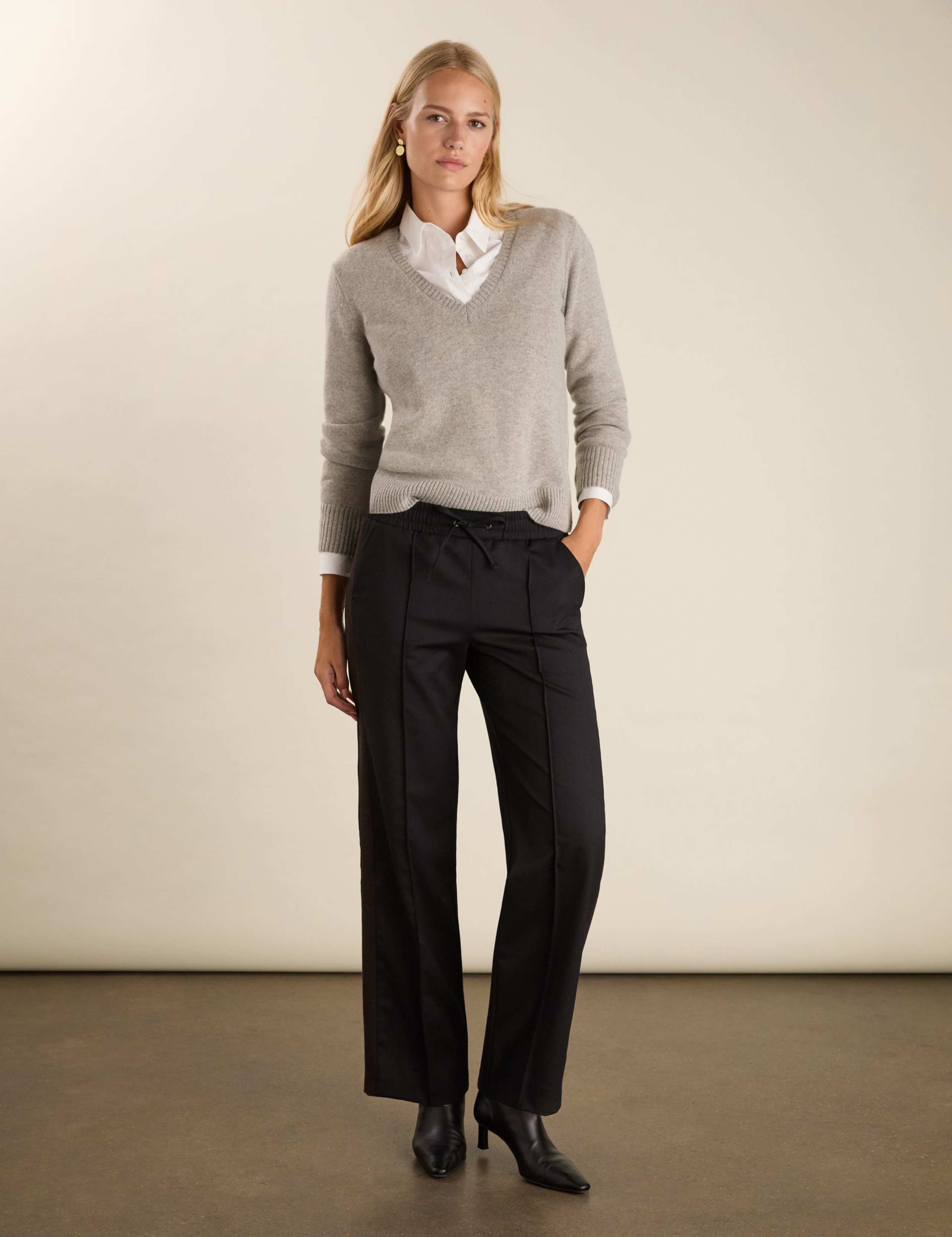 Wool Blend Side Stripe Wide Leg Trousers 4 of 5