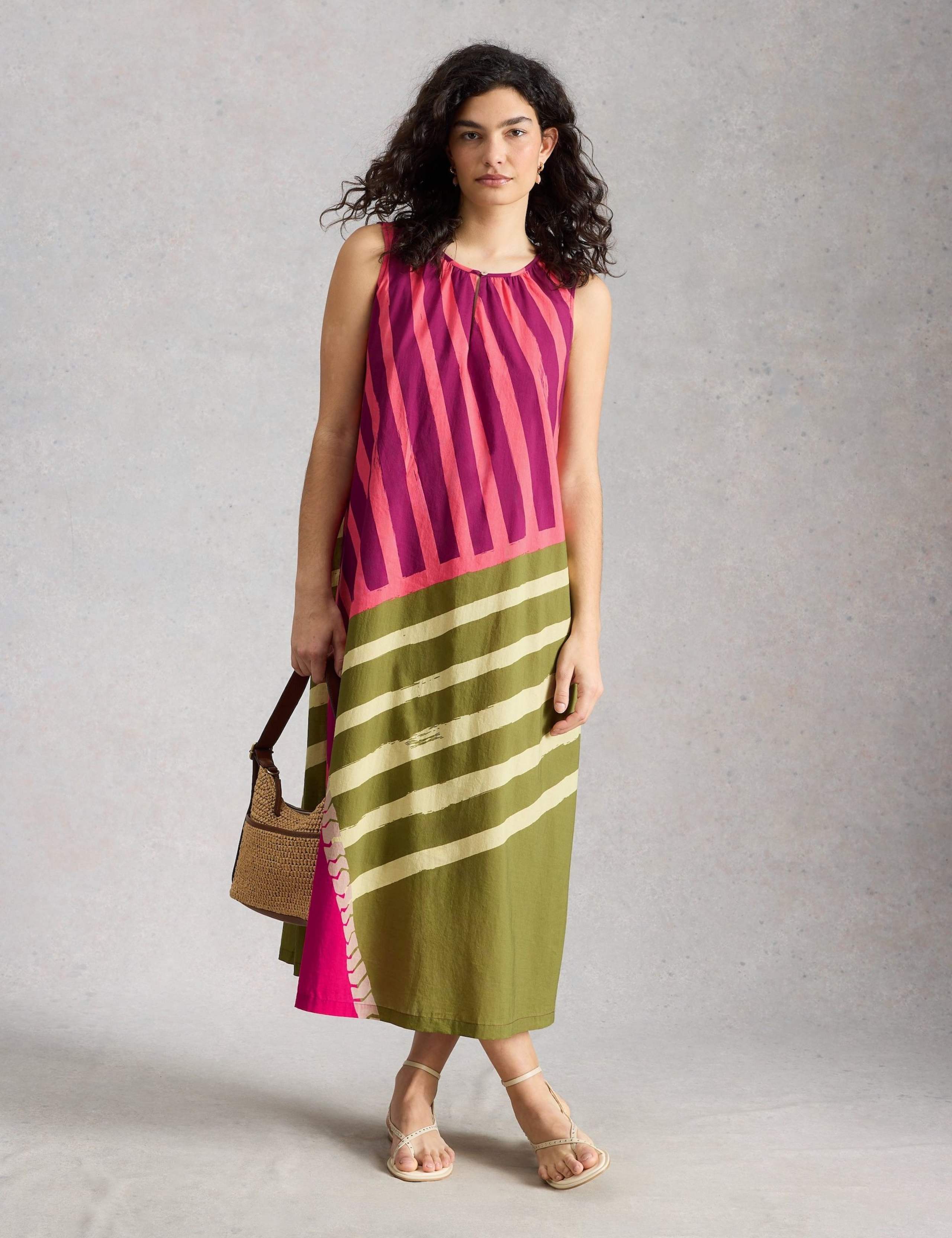 Pure Cotton Printed Midaxi Shift Dress 1 of 6