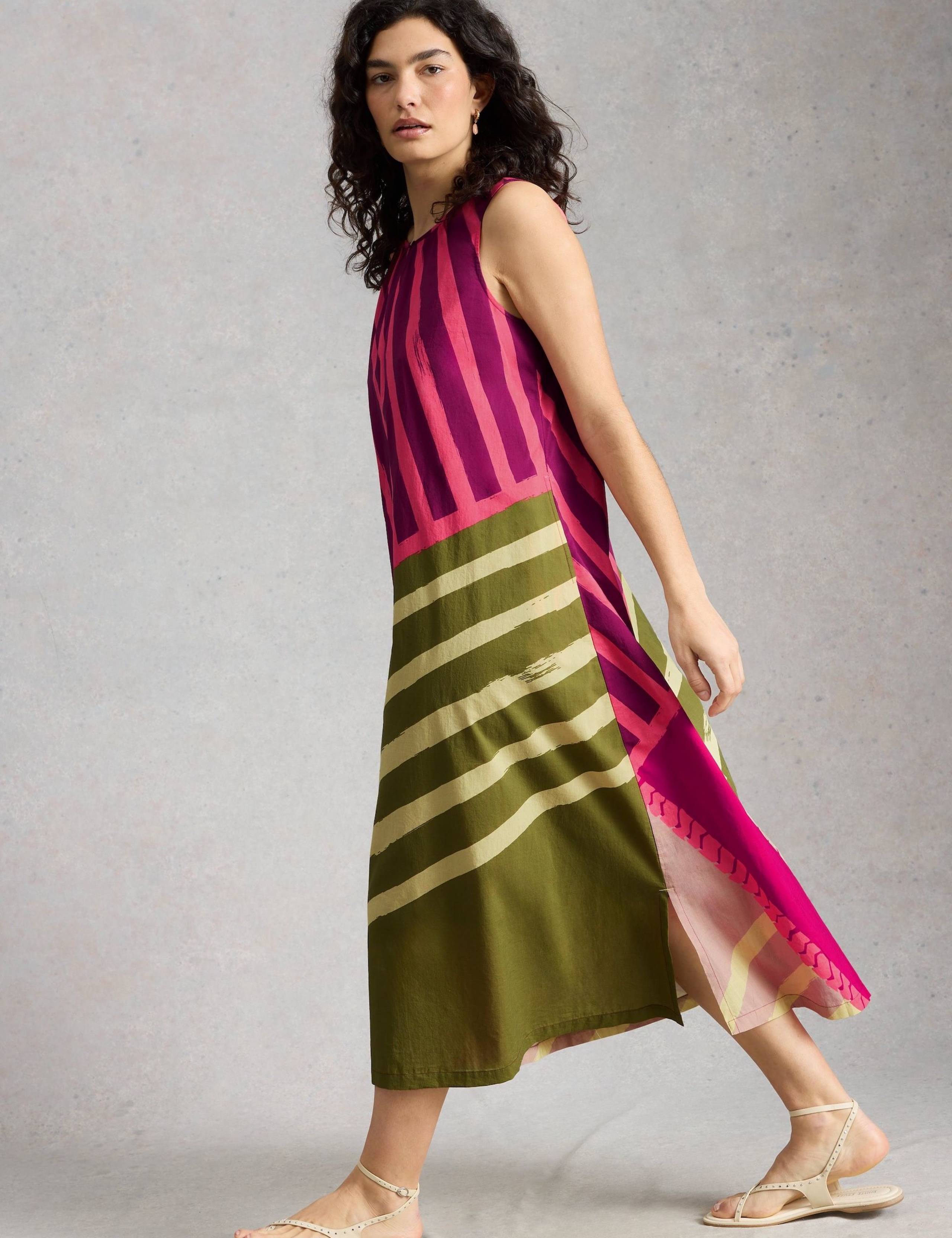 Pure Cotton Printed Midaxi Shift Dress 5 of 6