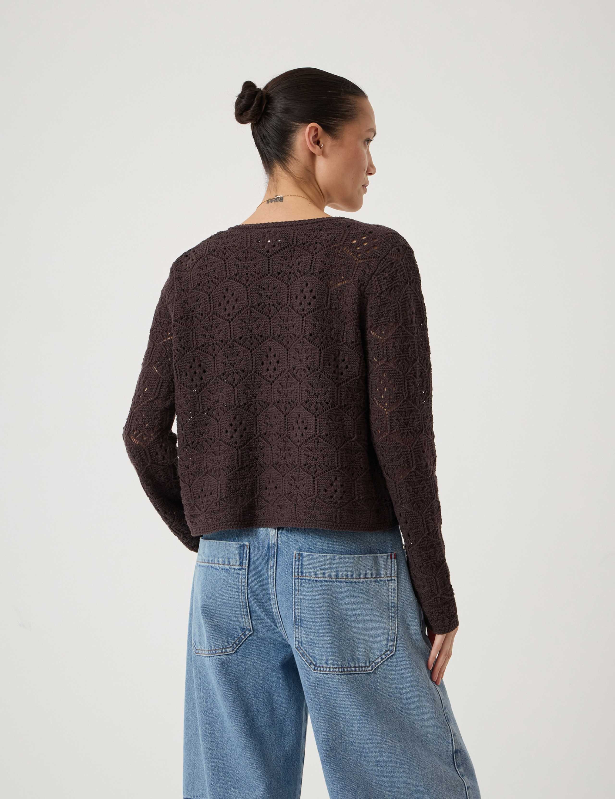 Pure Cotton Crochet Edge to Edge Cardigan 2 of 4