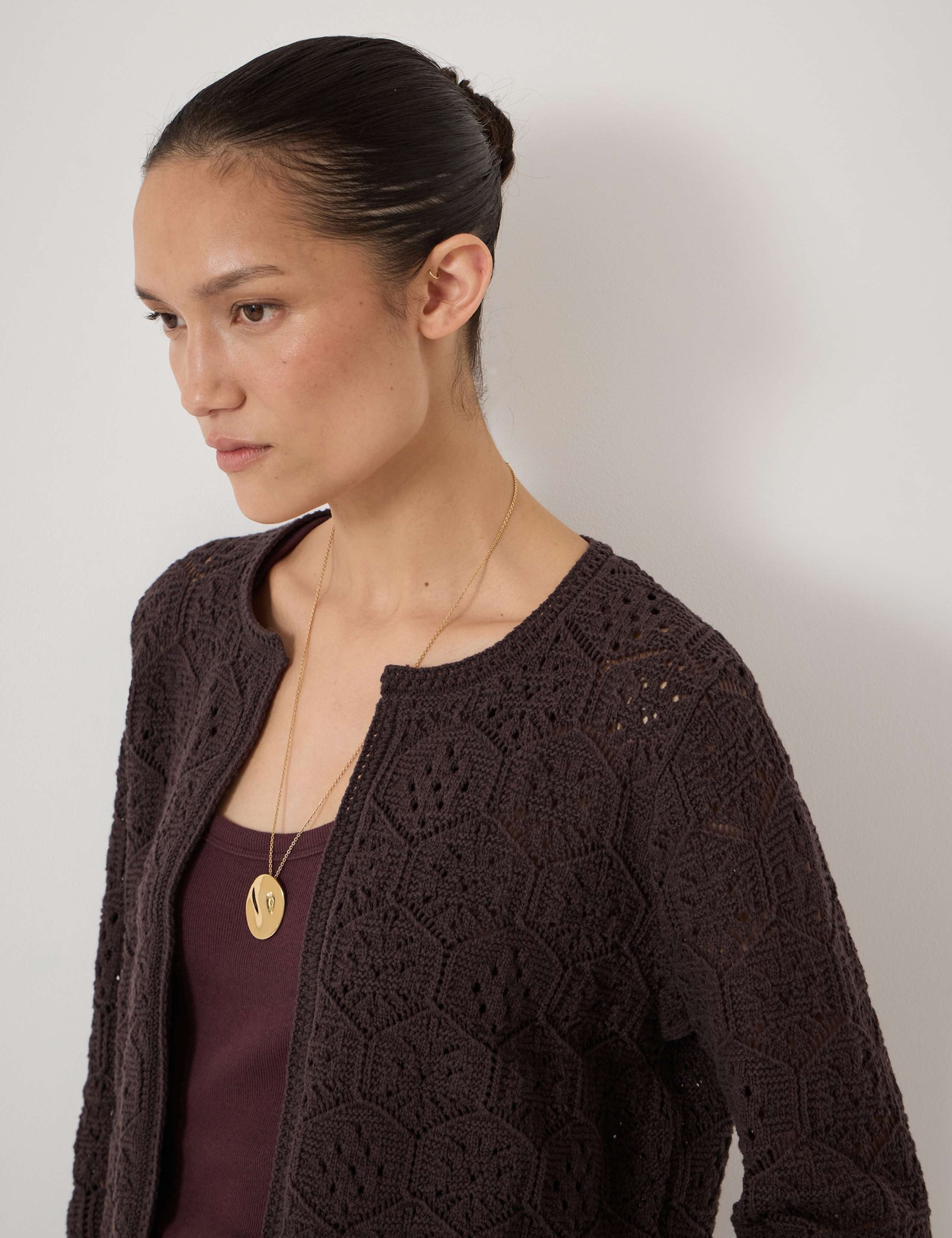Pure Cotton Crochet Edge to Edge Cardigan 3 of 4