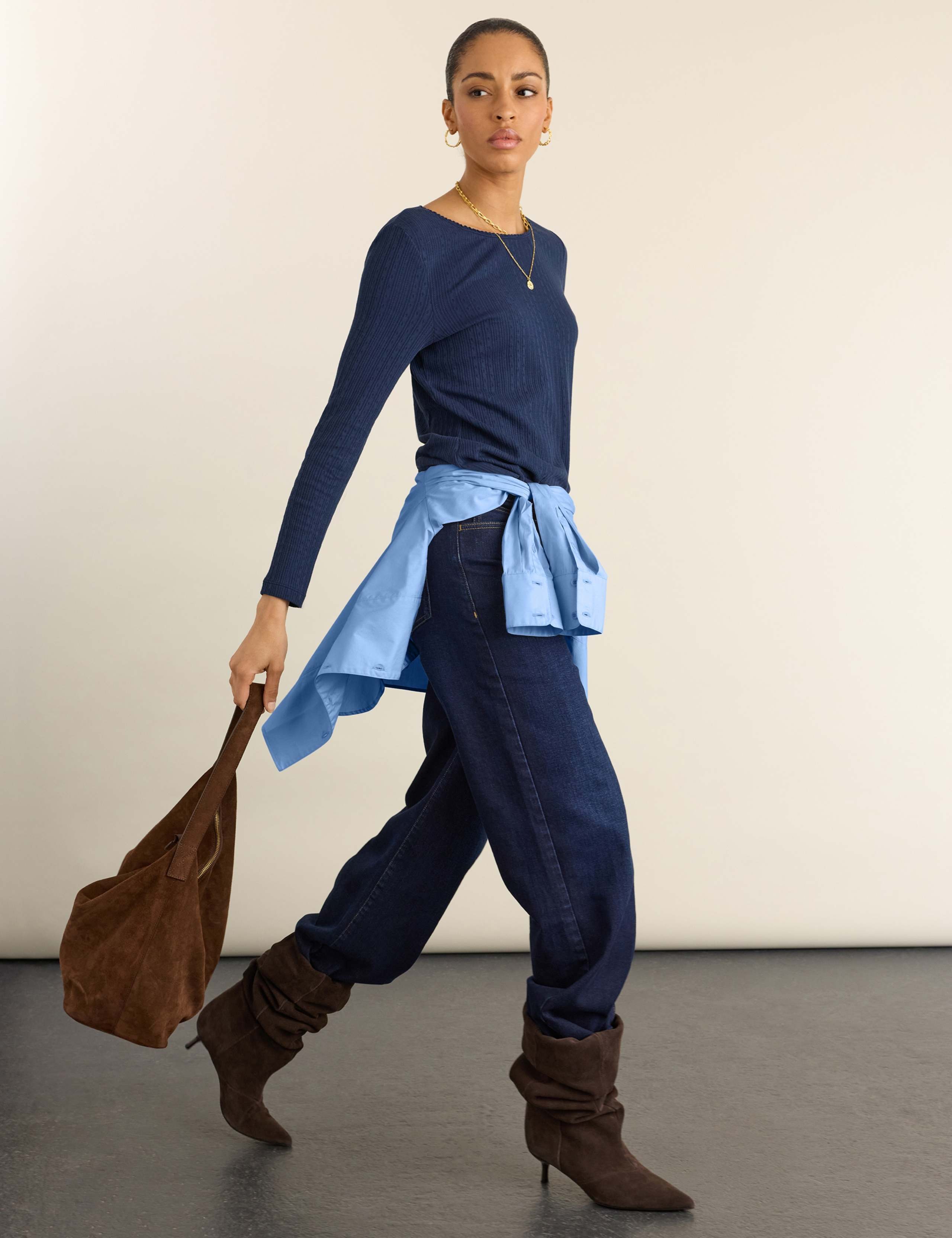 Pure Cotton Jersey Pointelle Fitted Top 3 of 4