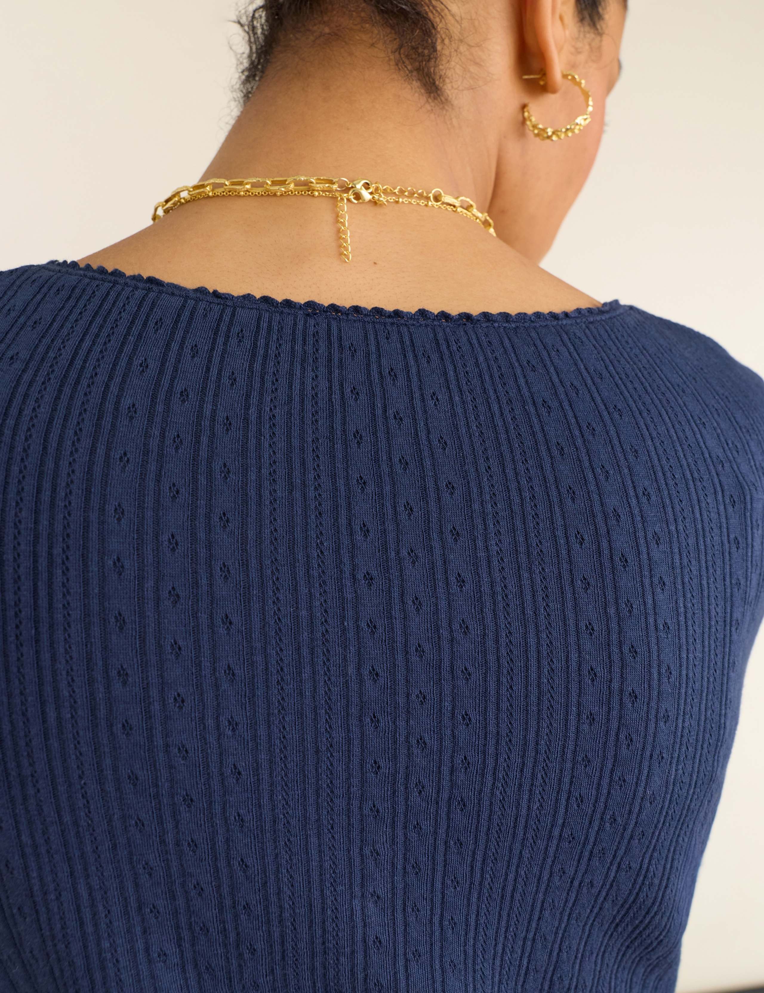 Pure Cotton Jersey Pointelle Fitted Top 4 of 4