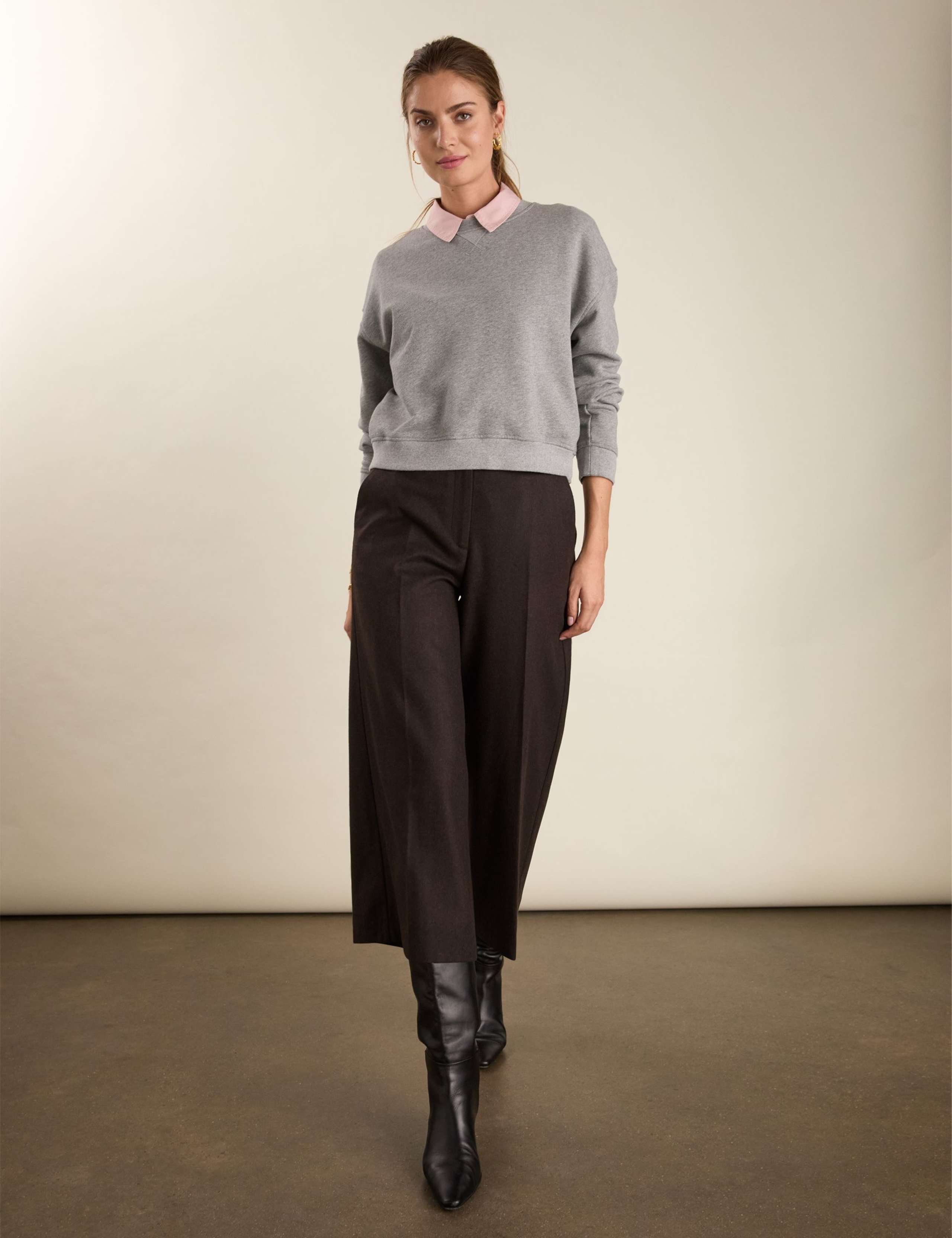 Wool Rich Wide Leg Cropped Trousers 4 of 4