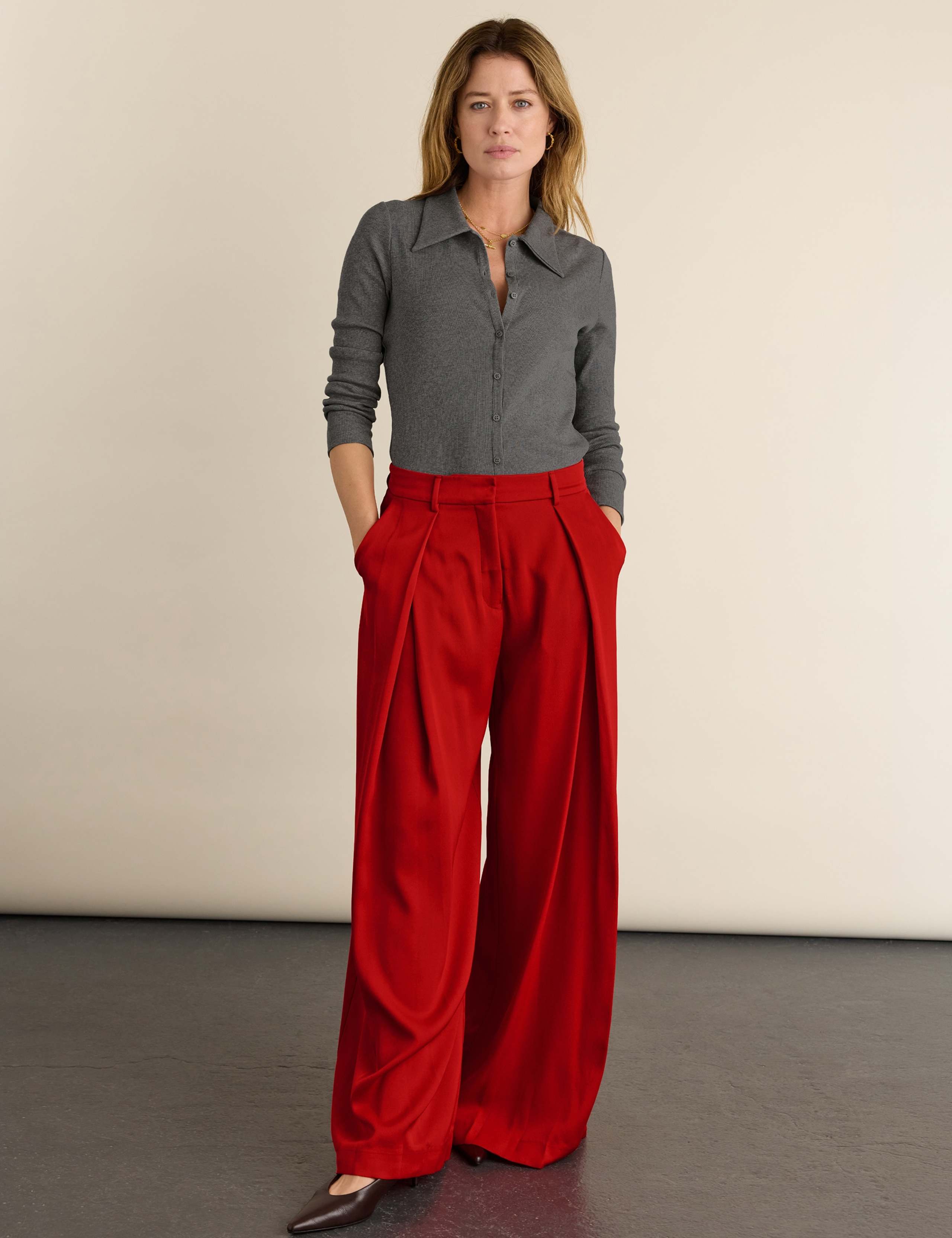 Jersey Rib Collared Button Down Fitted Top 4 of 4