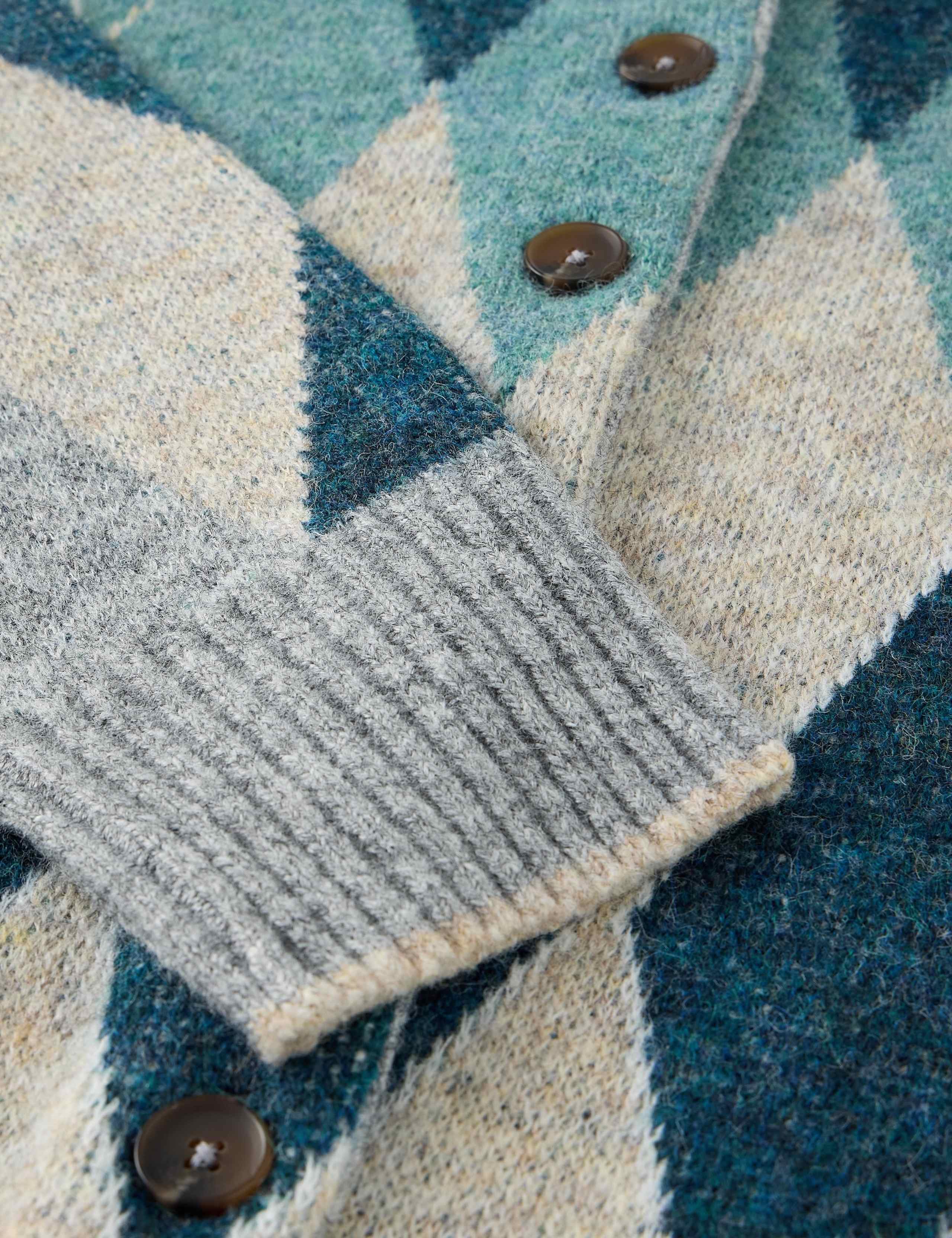 Argyle Checked Cardigan with Wool 6 of 6