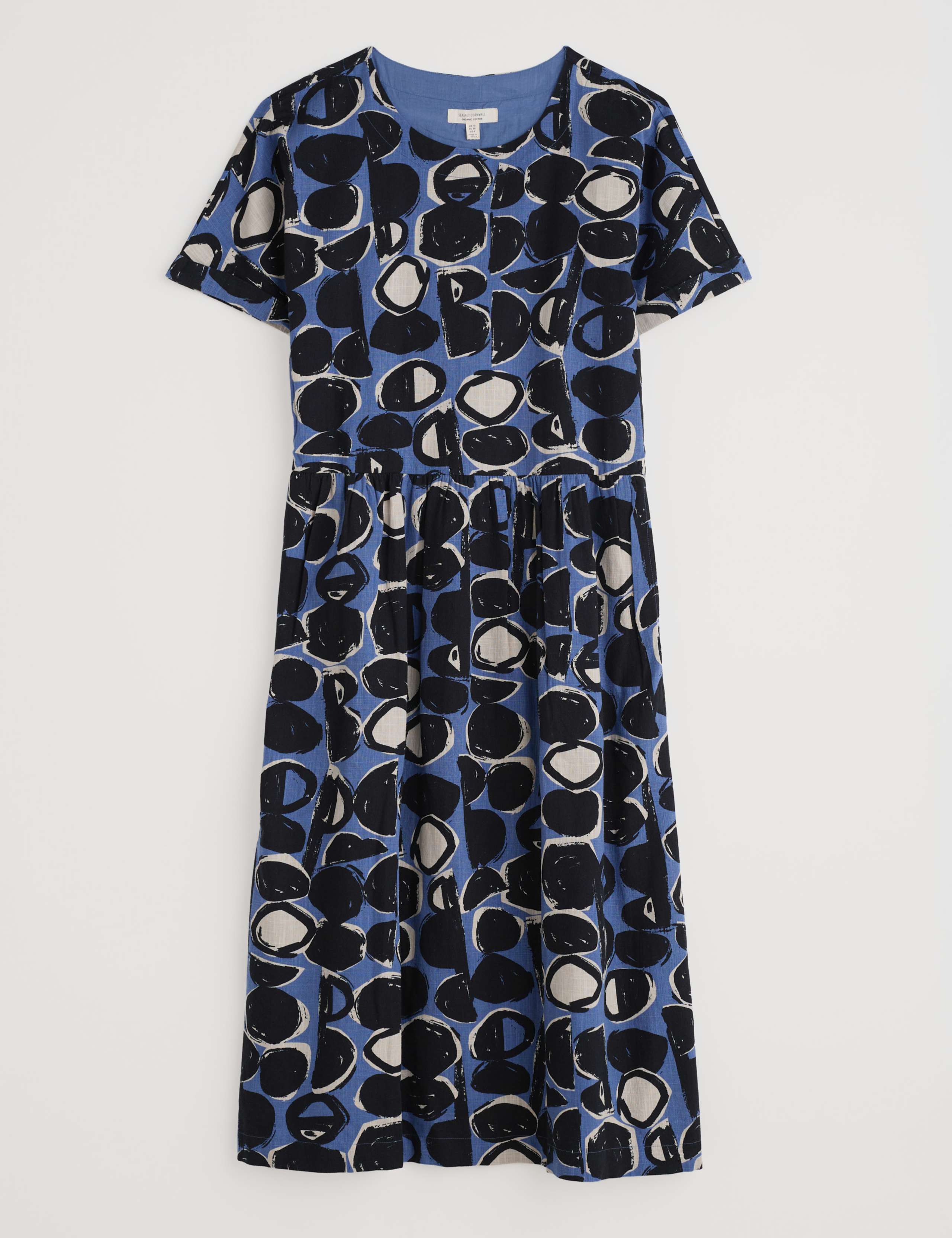 Pure Cotton Geometric Waisted Midaxi Dress 2 of 4