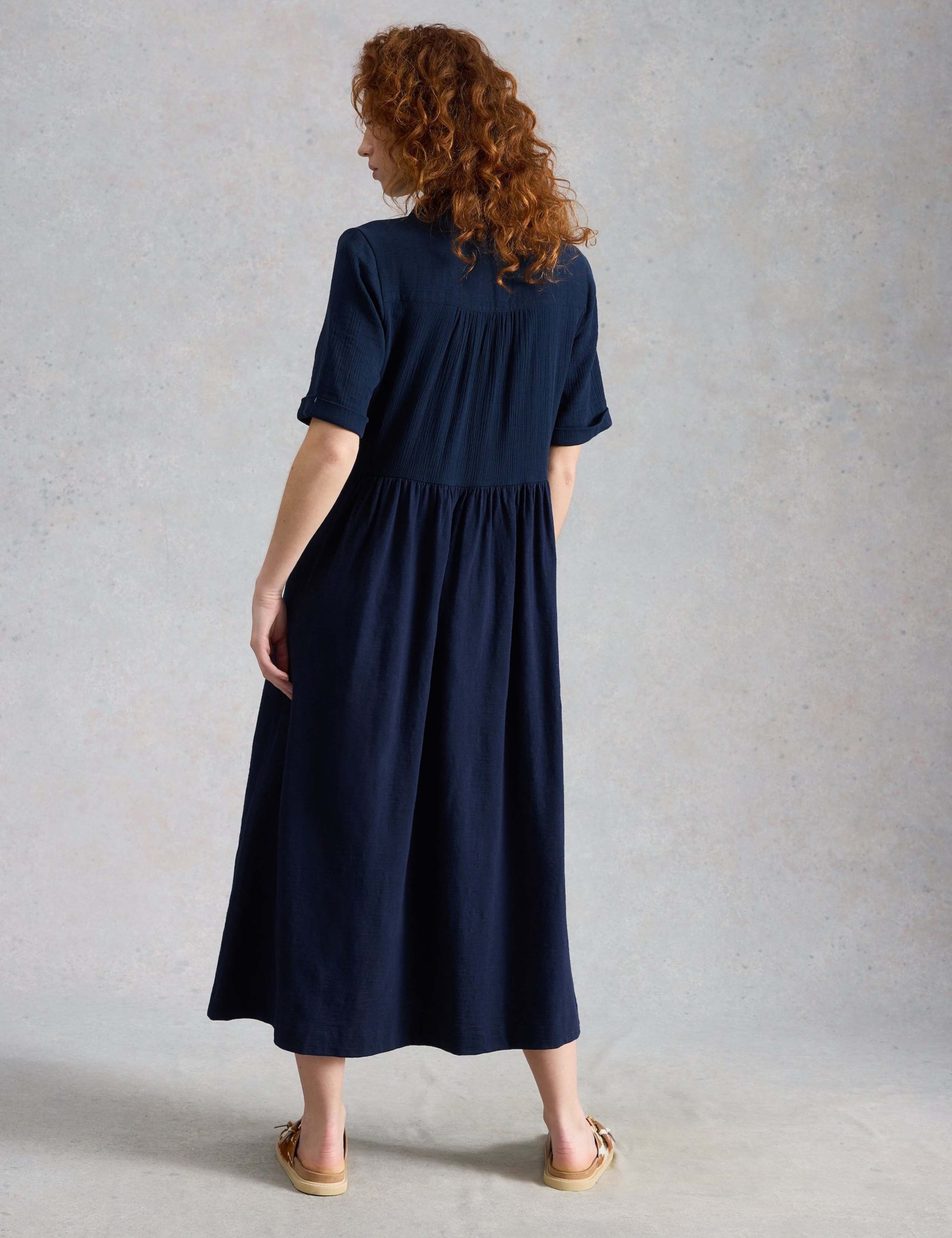 Pure Cotton Double Cloth Midi Shirt Dress 3 of 6