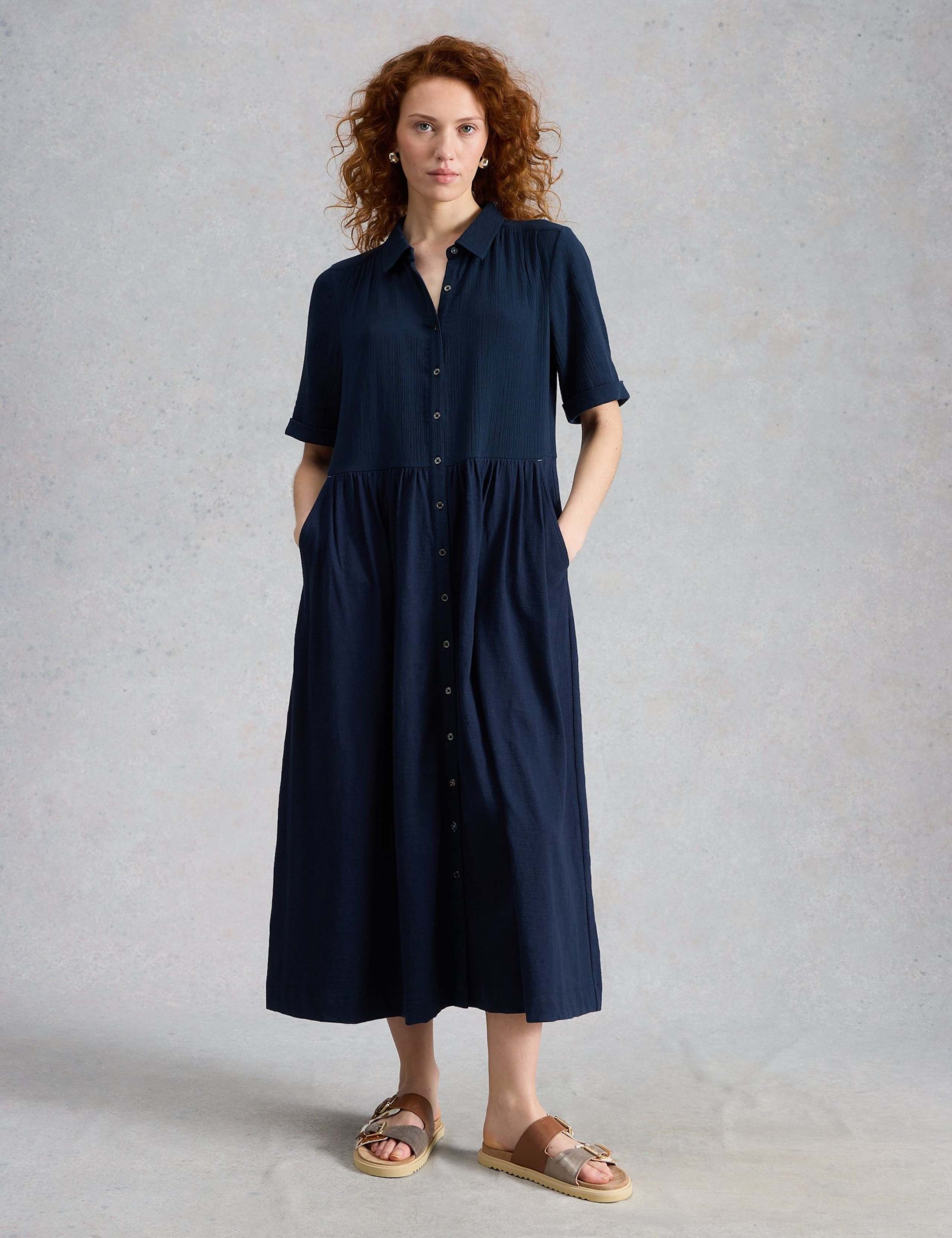 Pure Cotton Double Cloth Midi Shirt Dress 5 of 6