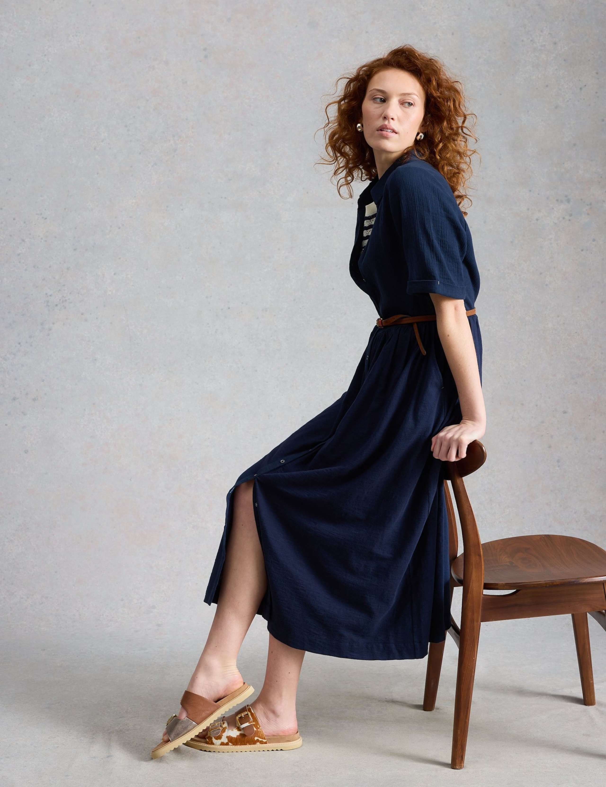 Pure Cotton Double Cloth Midi Shirt Dress 6 of 6