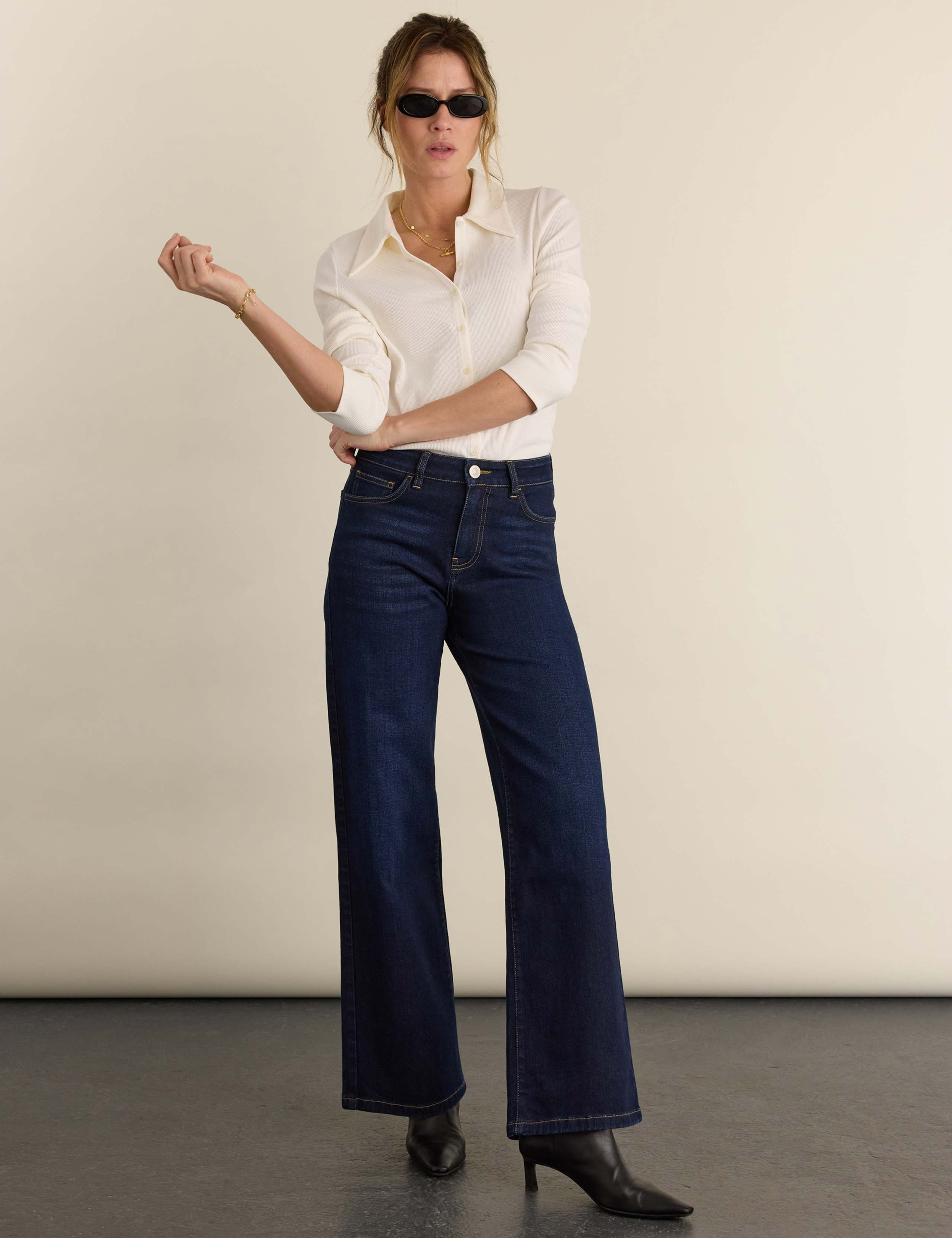 Jersey Rib Collared Button Down Fitted Top 3 of 4