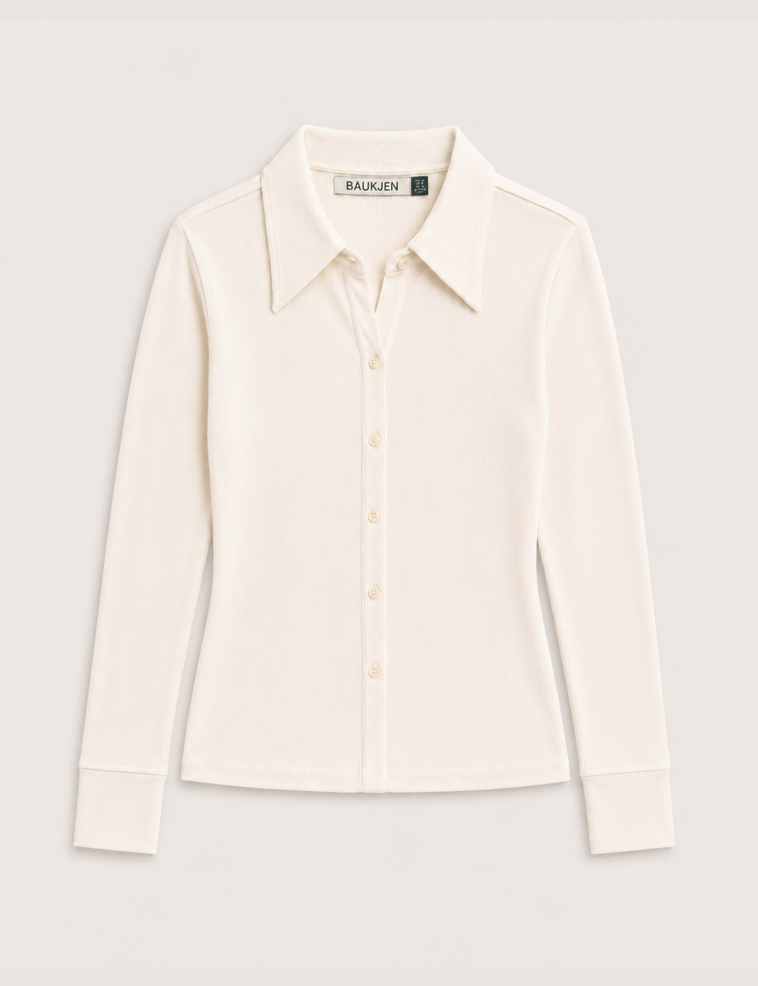 Jersey Rib Collared Button Down Fitted Top 2 of 4