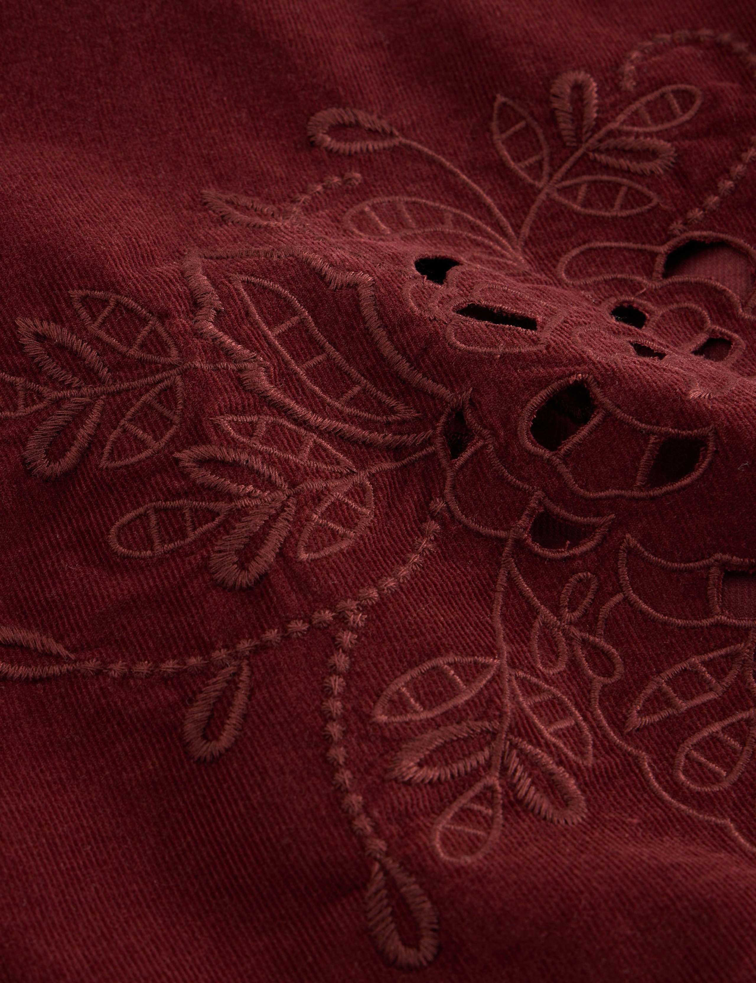 Corduroy Embroidered Midi A-Line Skirt 6 of 6