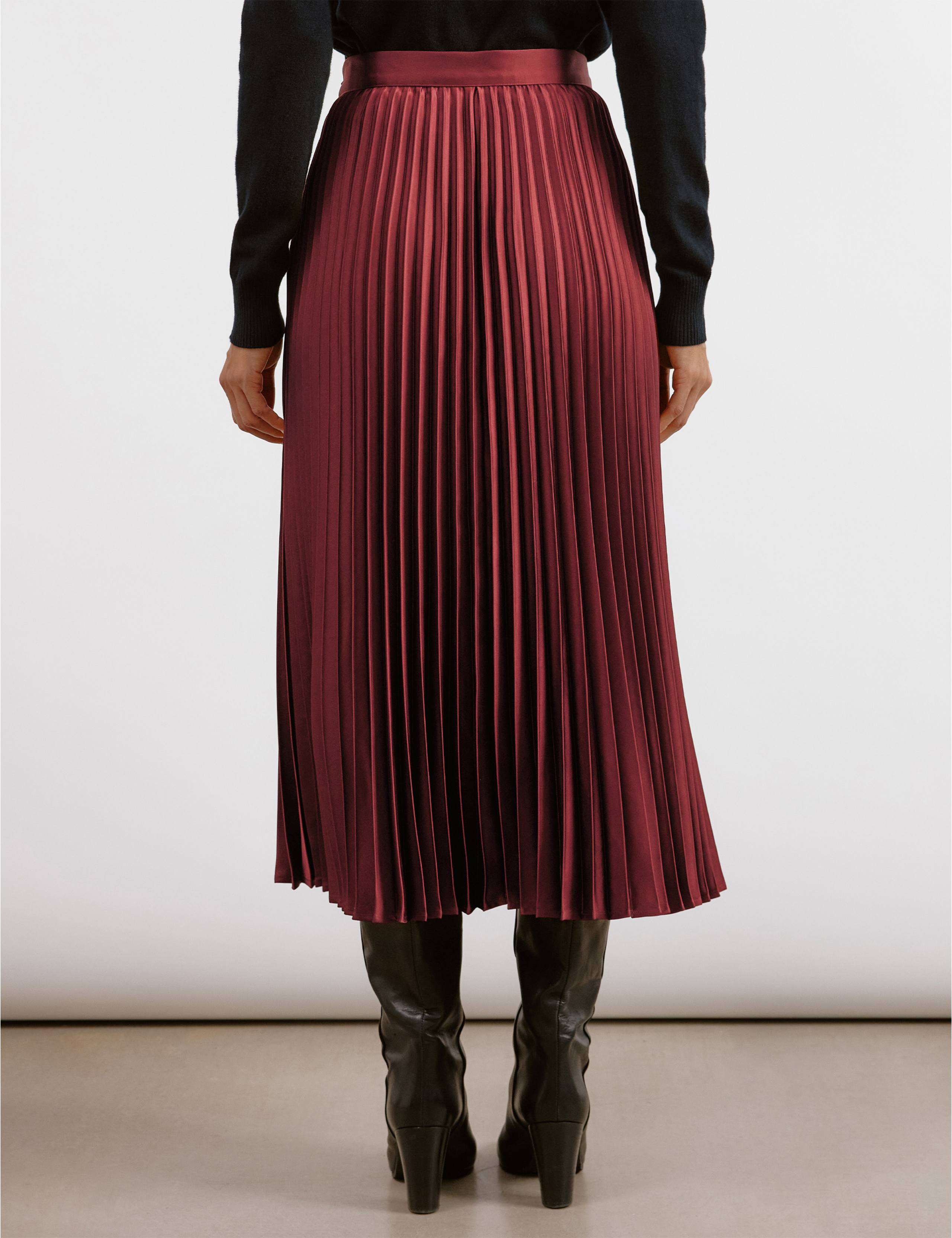 Satin Pleated Midi Skirt 4 of 5