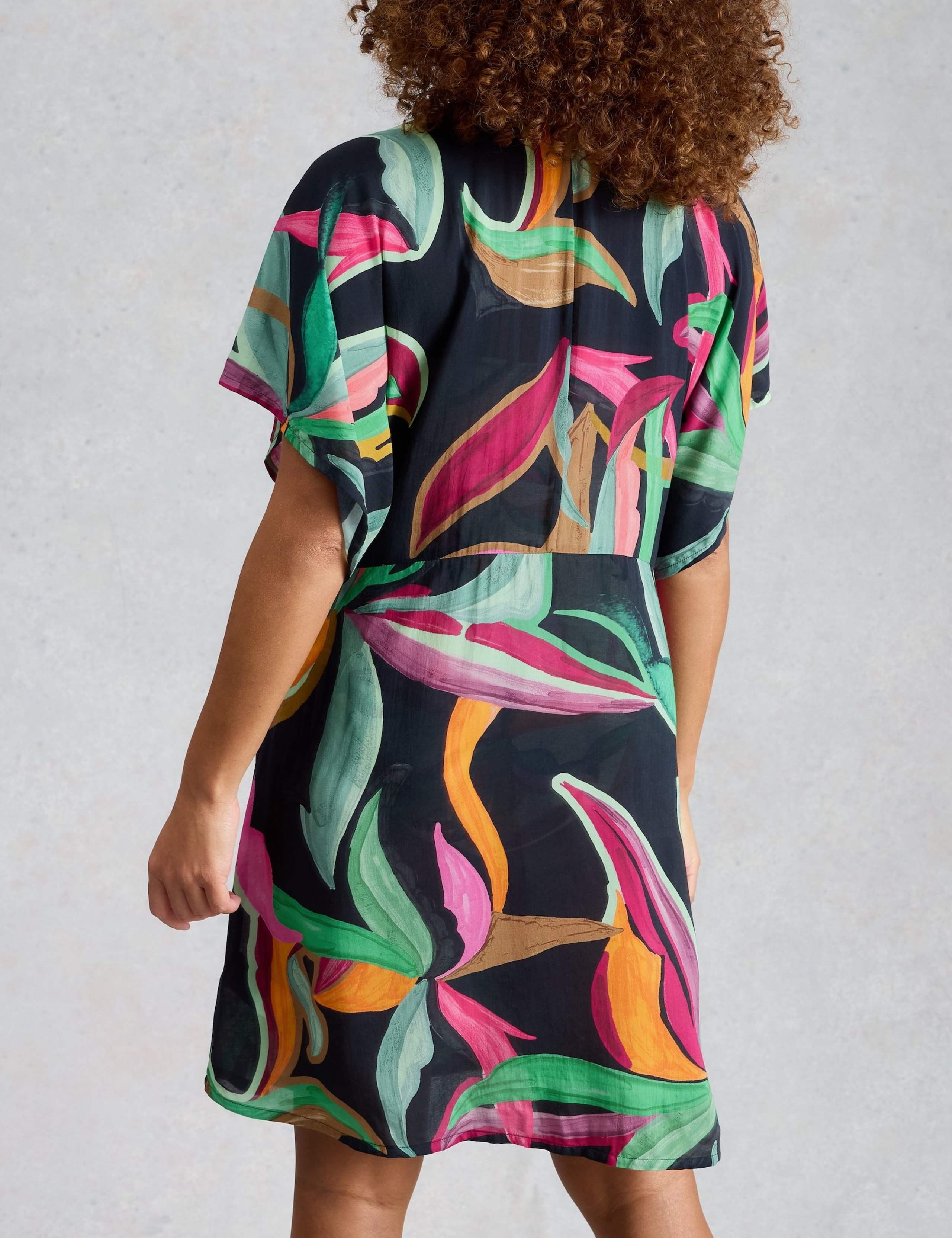 Printed Cover Up Mini Kimono Beach Dress 3 of 6