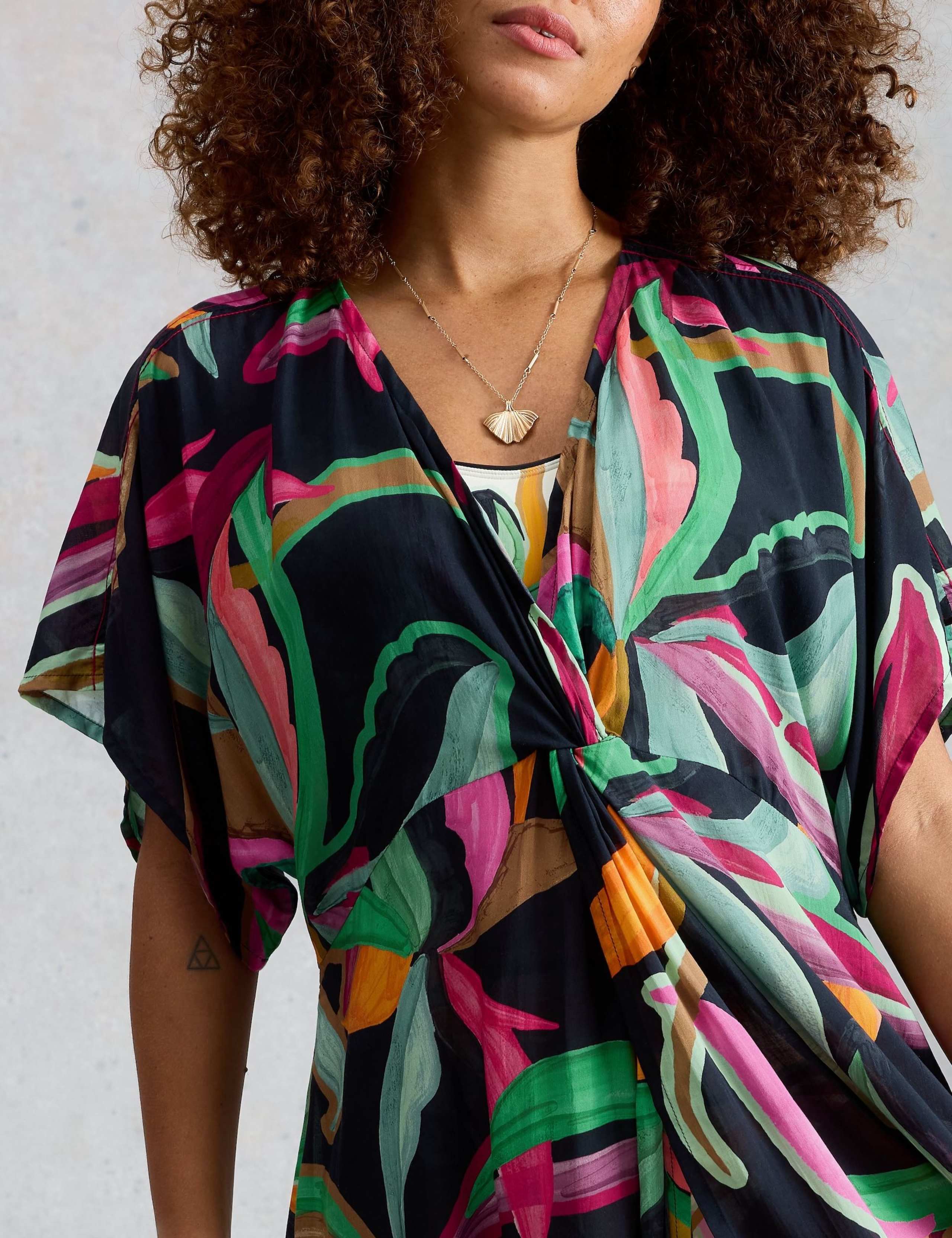 Printed Cover Up Mini Kimono Beach Dress 5 of 6