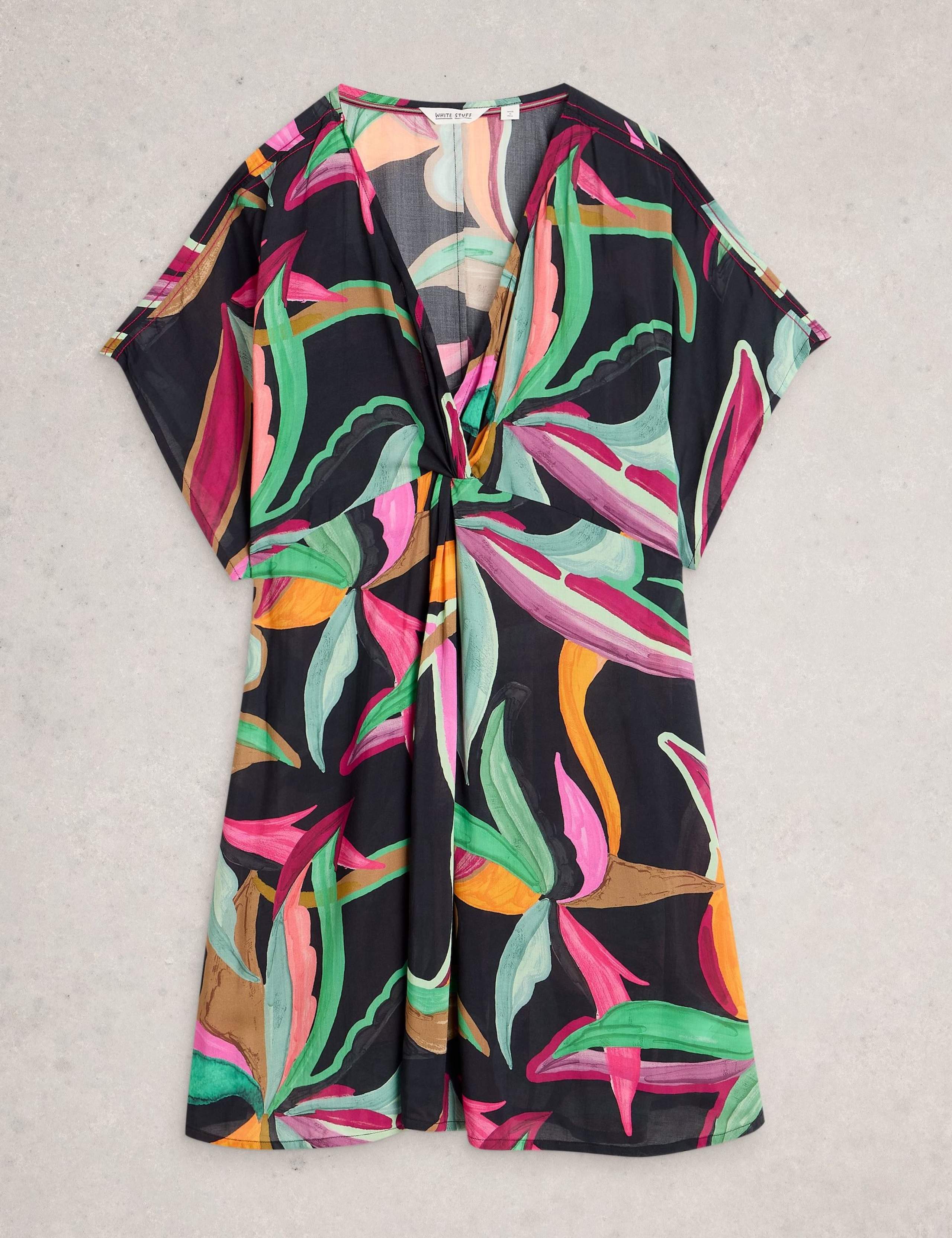 Printed Cover Up Mini Kimono Beach Dress 2 of 6