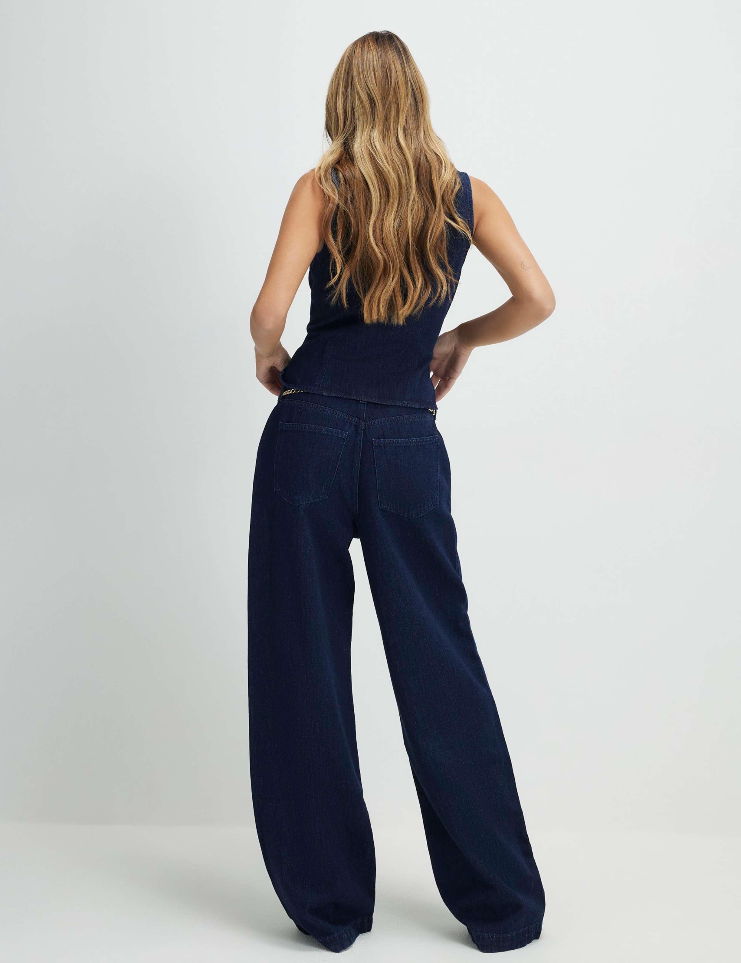 High Waisted Belted Wide Leg Jeans 3 of 4
