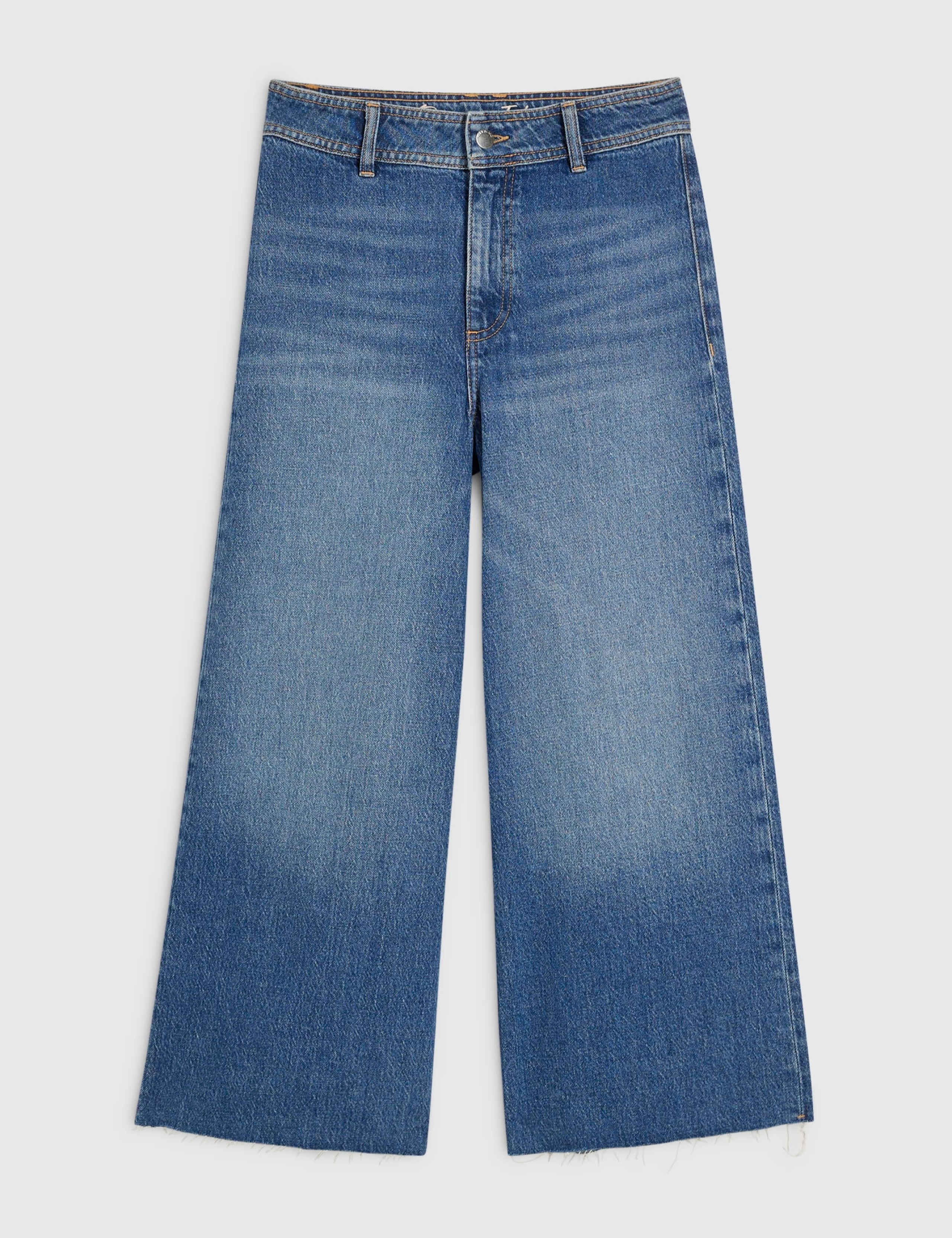 Denim Mid Rise Wide Leg Culotte Jeans 2 of 5