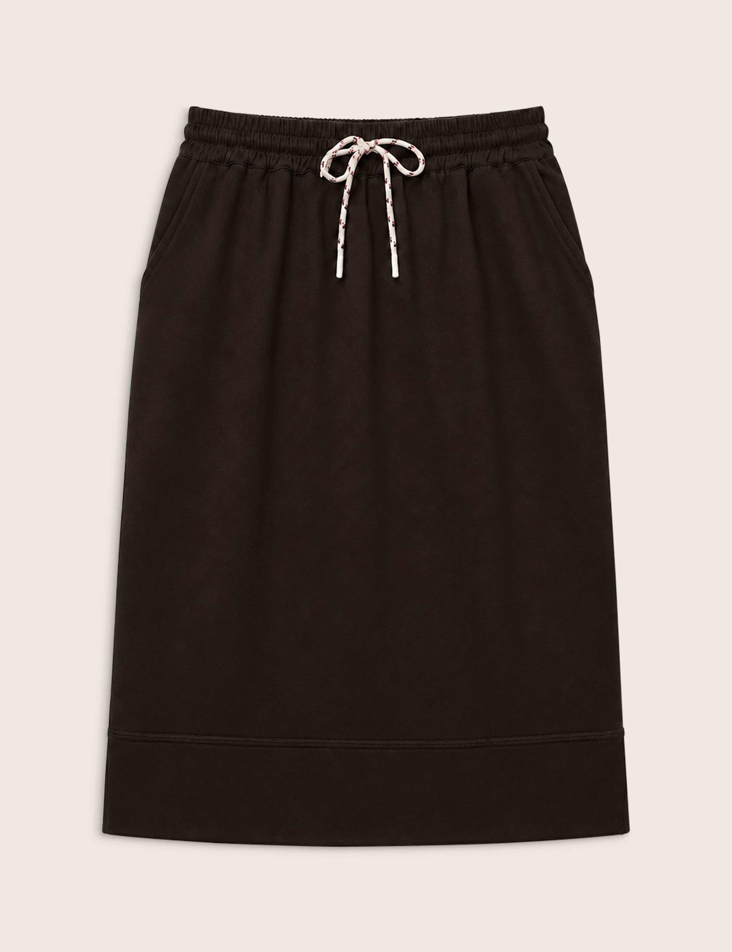 Sateen Drawstring Knee Length Straight Skirt 2 of 5