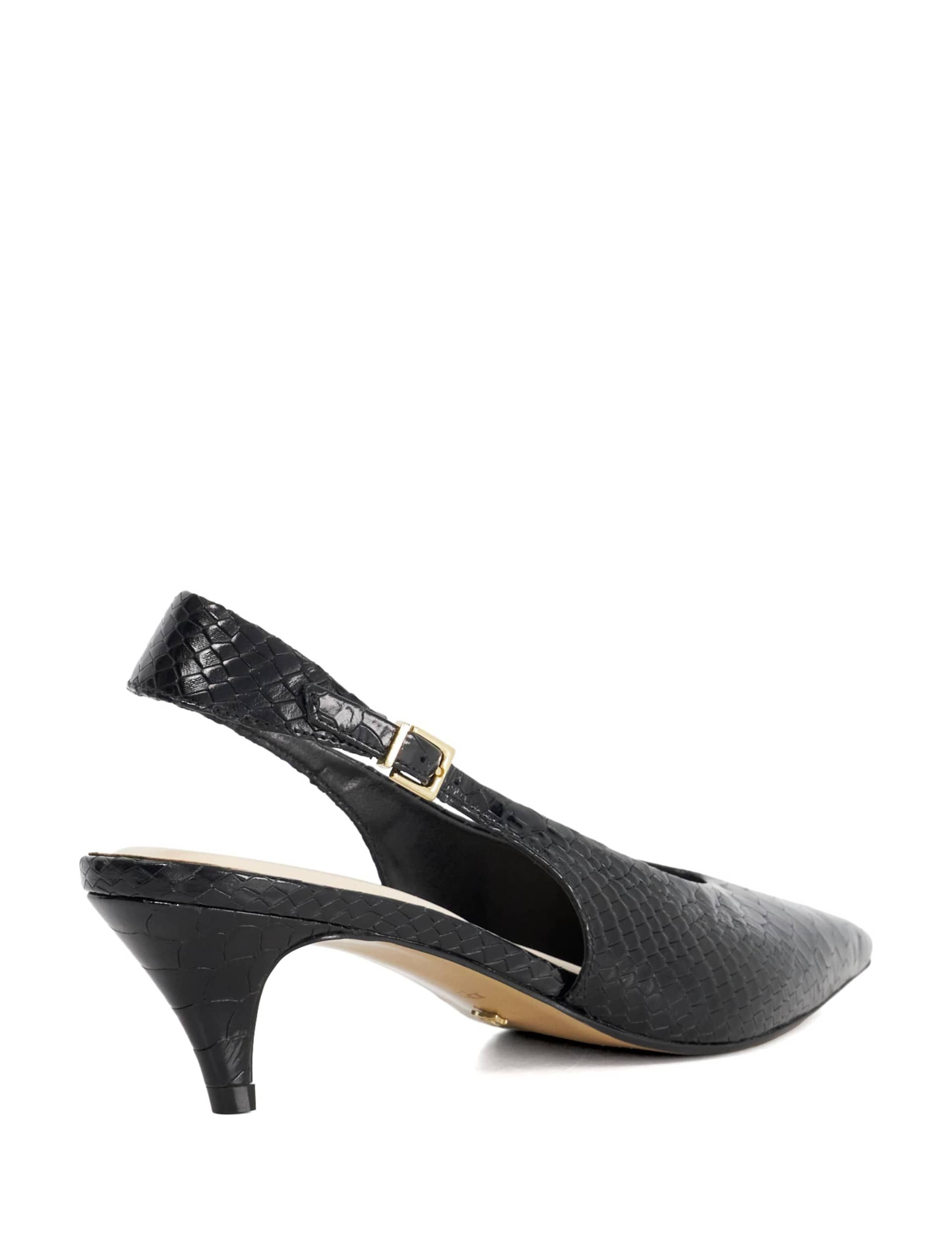 Leather Snakeskin Kitten Heel Slingback Shoes 3 of 6