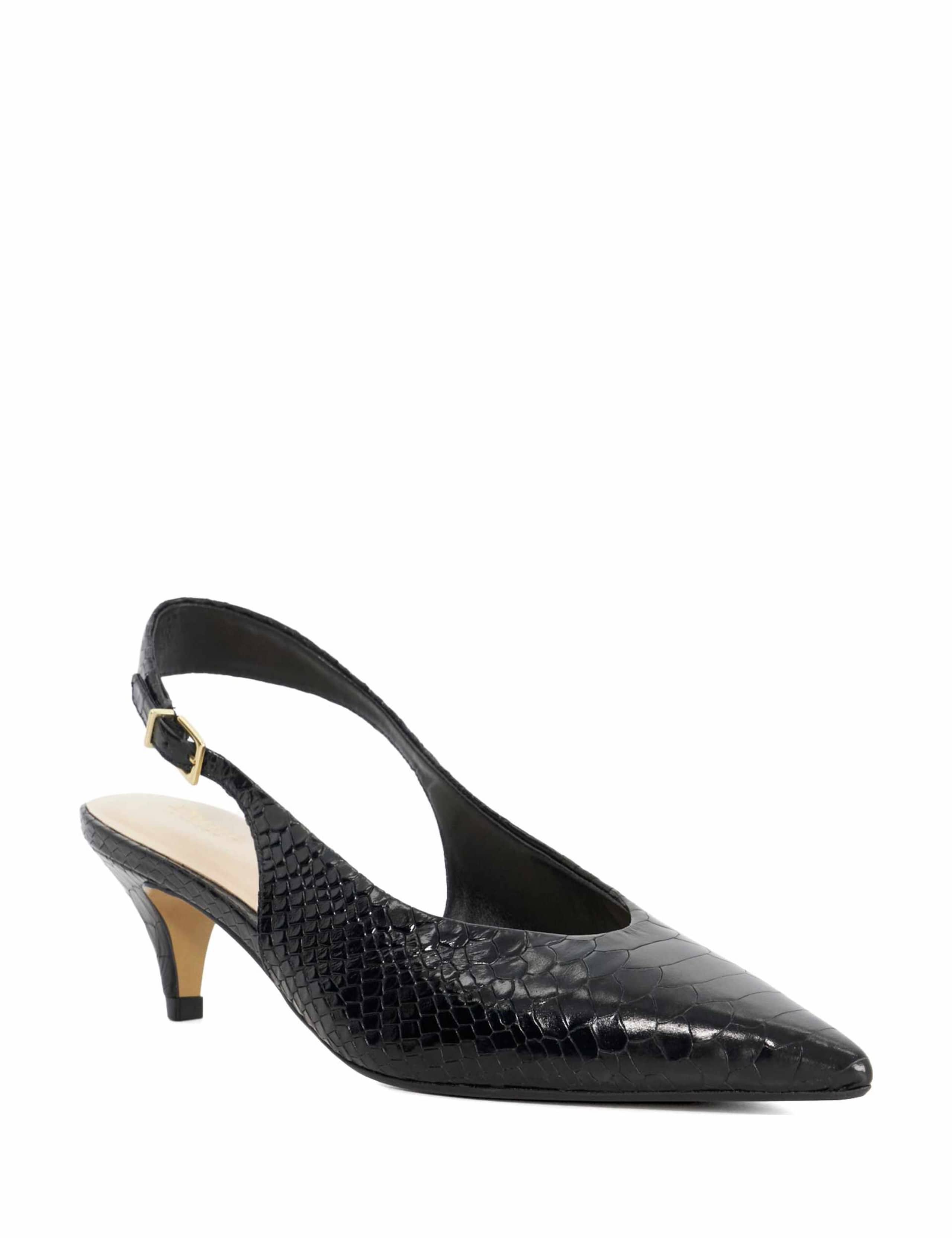 Leather Snakeskin Kitten Heel Slingback Shoes 4 of 6