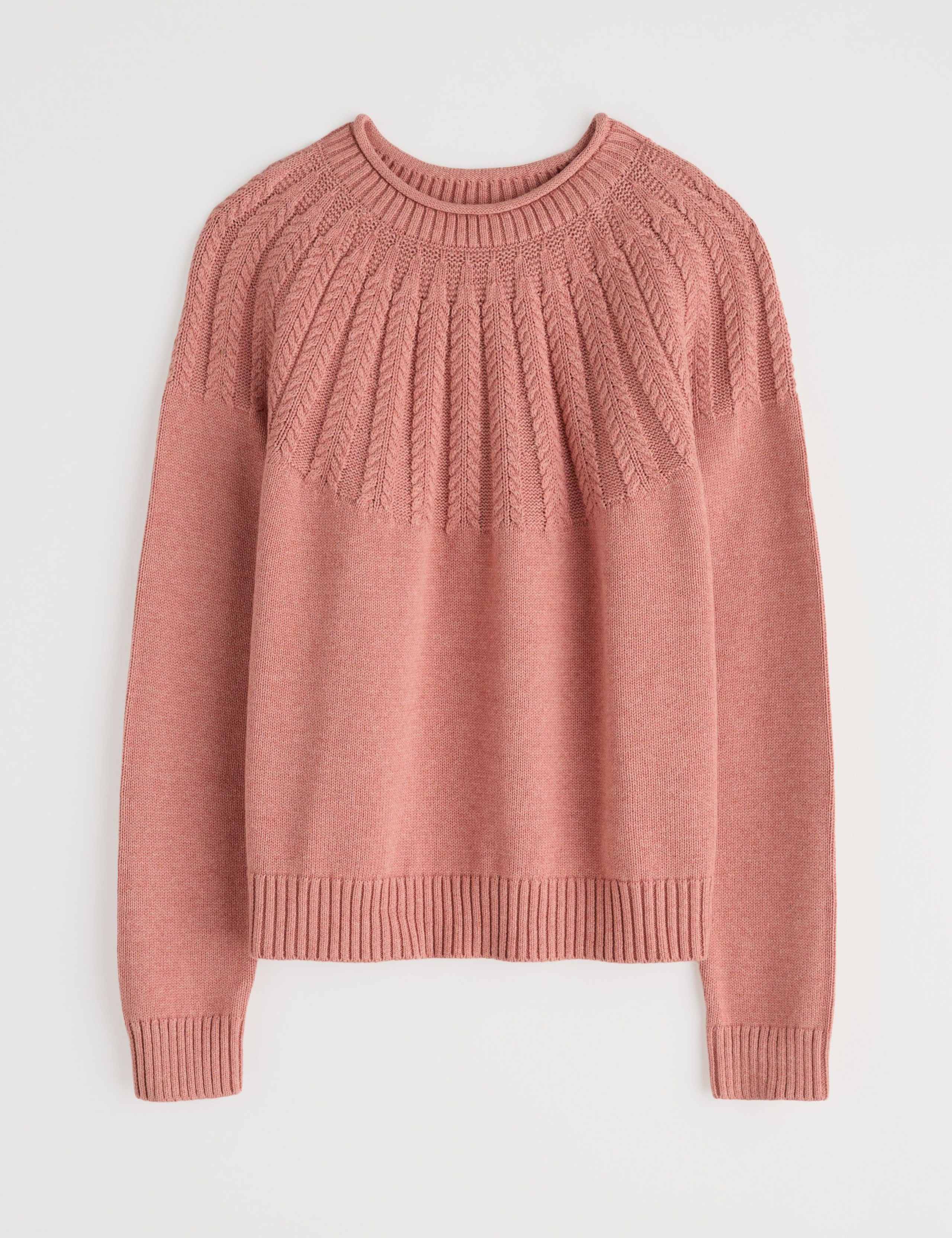 Pure Cotton Crew Neck Yoke Detail Jumper 2 of 4
