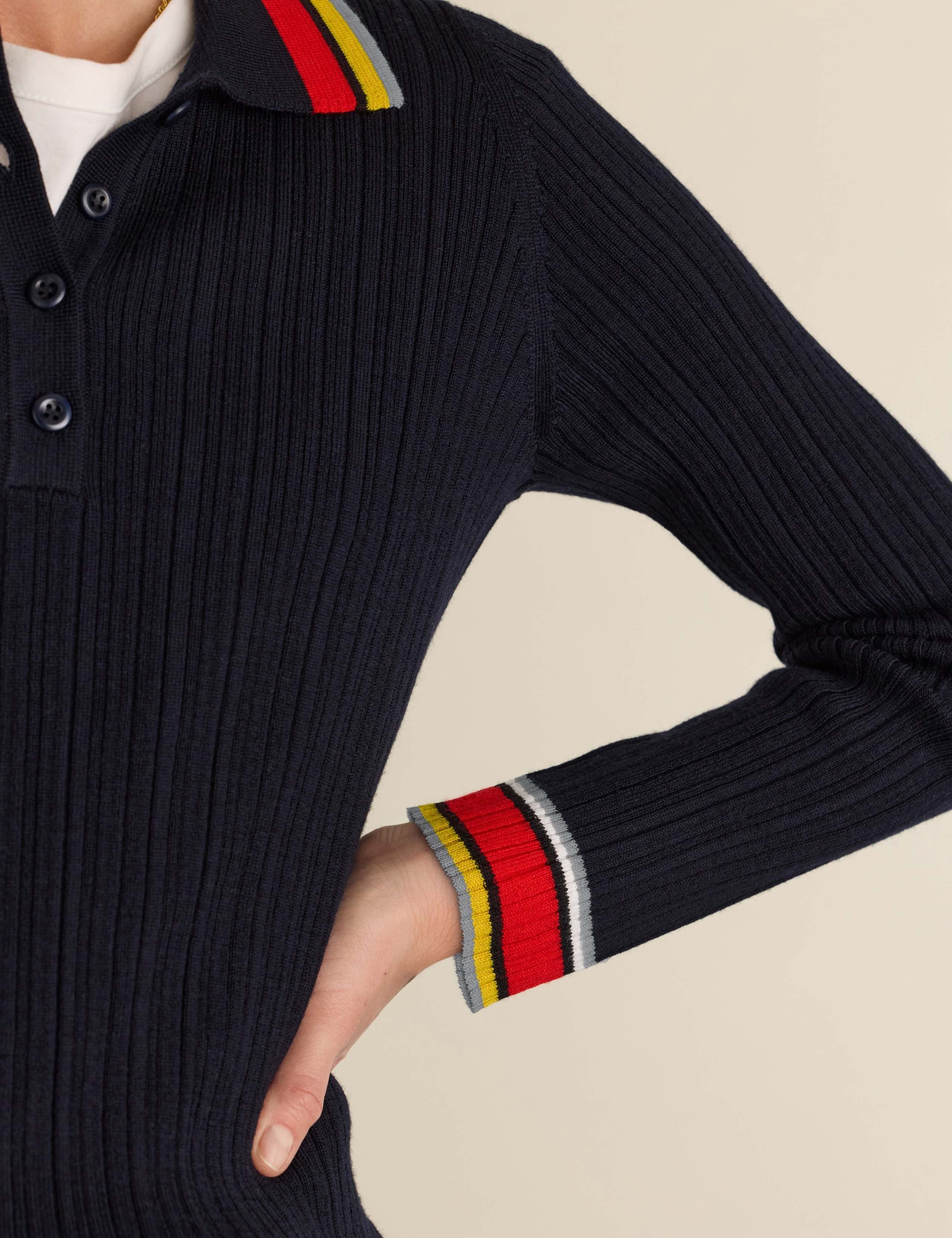 Pure Merino Wool Ribbed Polo Top 4 of 4