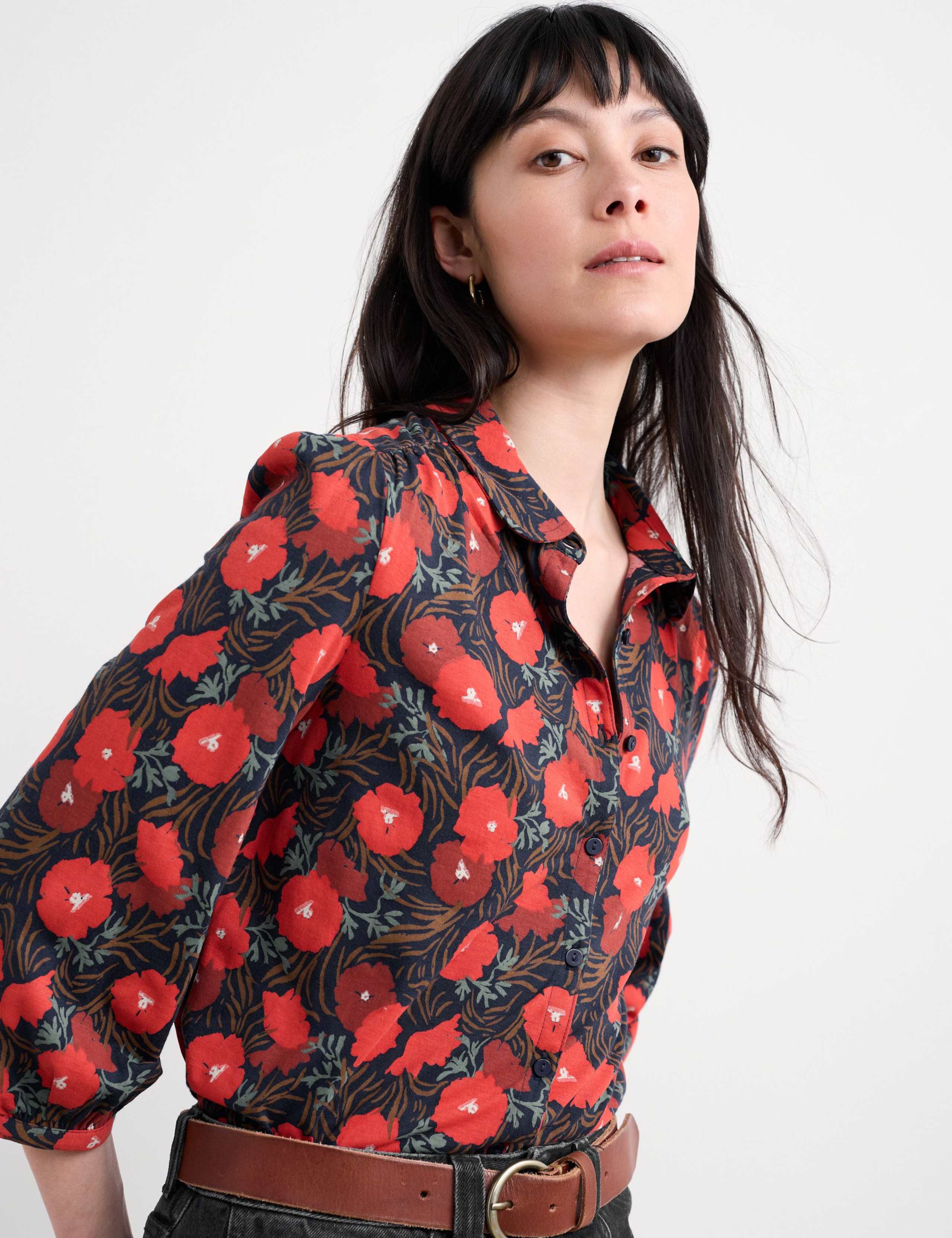 Cotton Rich Floral Collared Shirt 4 of 5