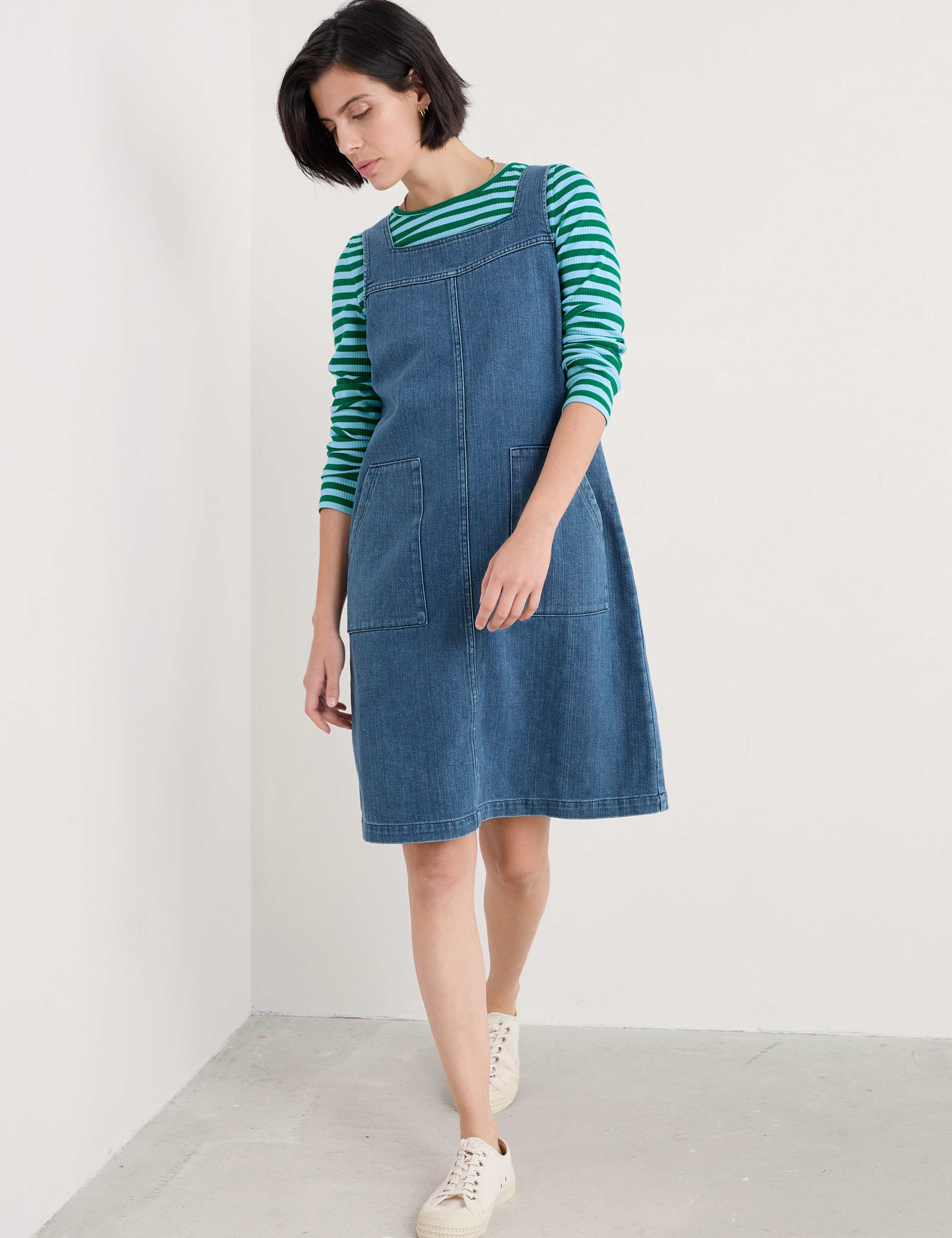 Denim Square Neck Shift Dress 3 of 4