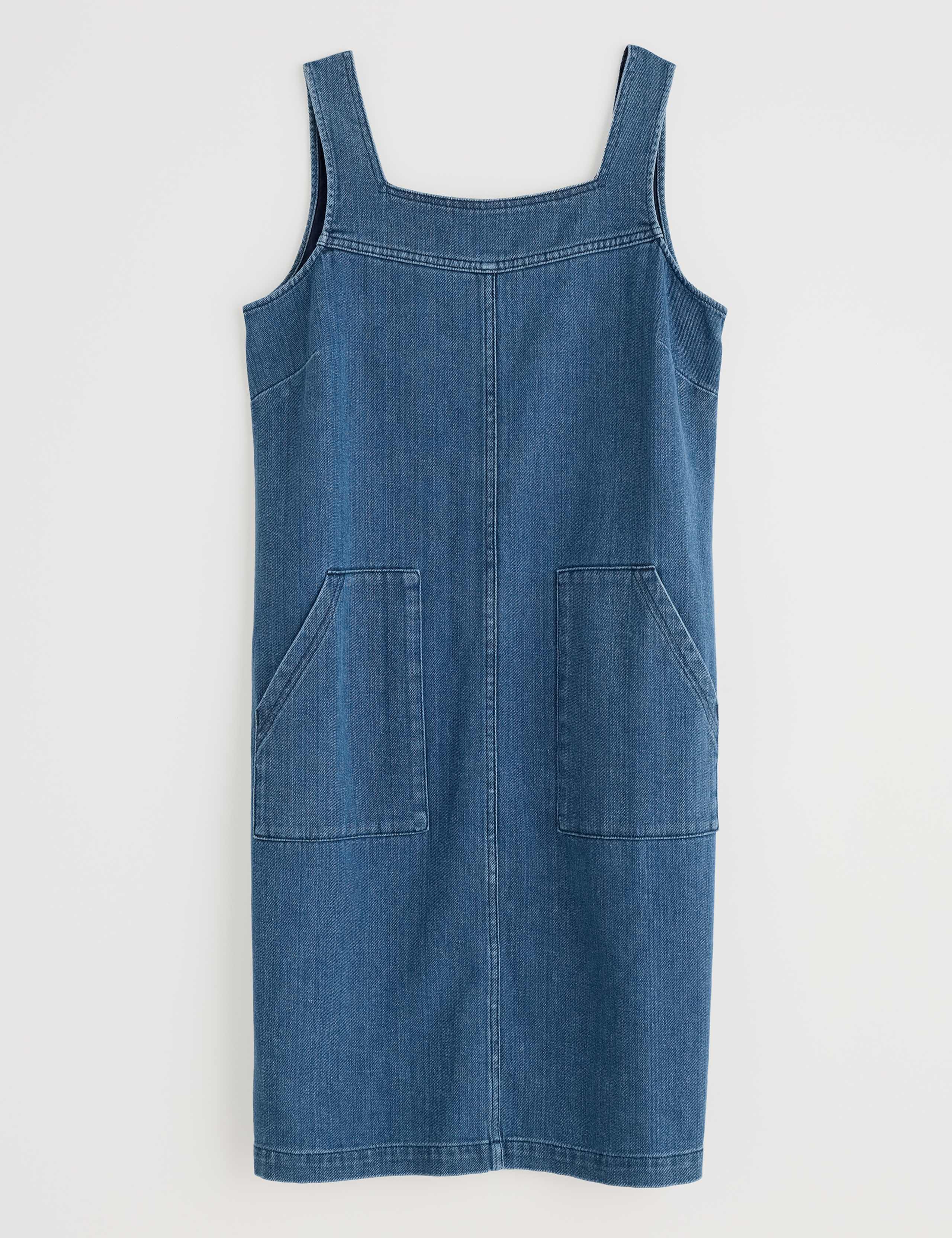 Denim Square Neck Shift Dress 2 of 4