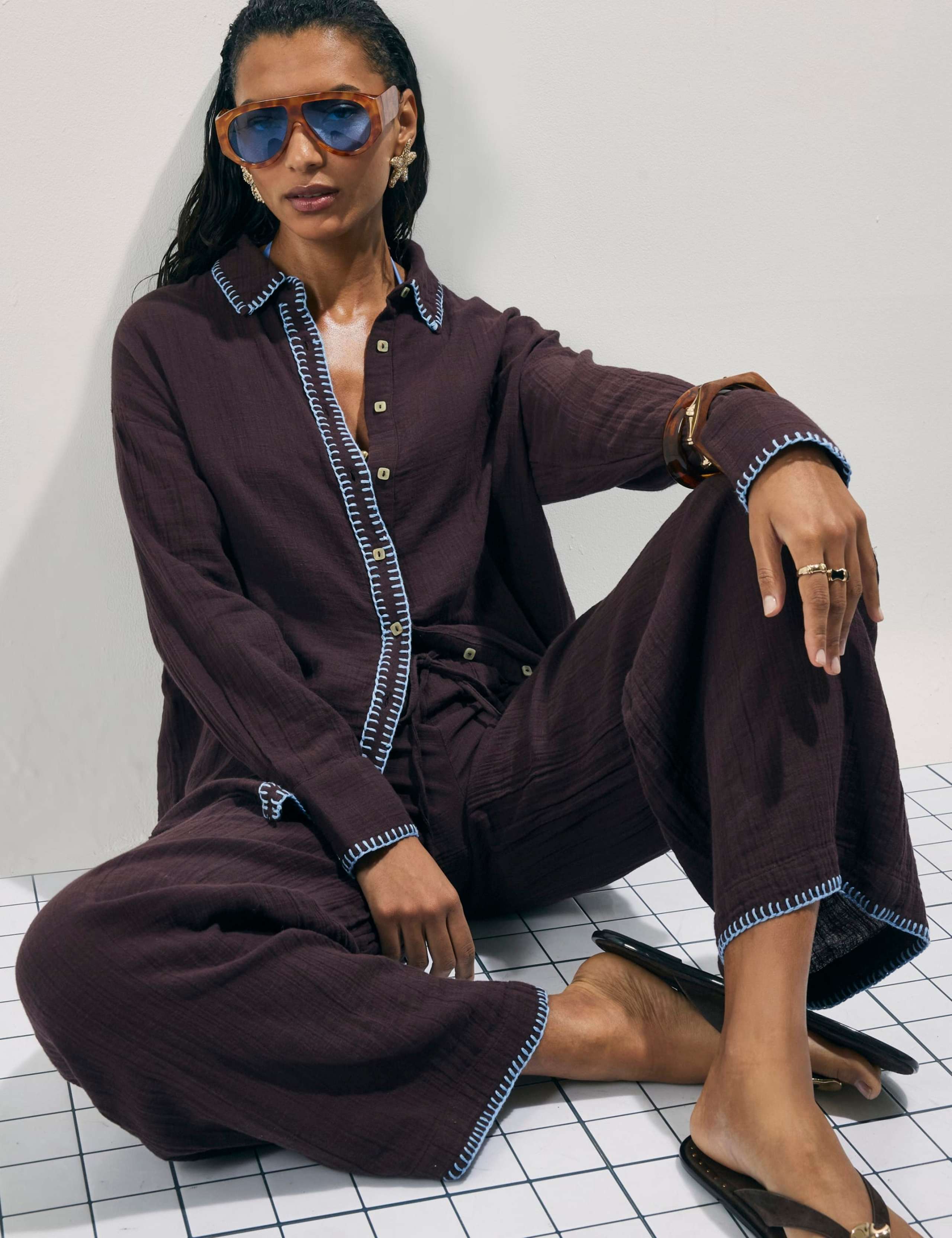 Pure Cotton Embroidered Beach Shirt 2 of 4