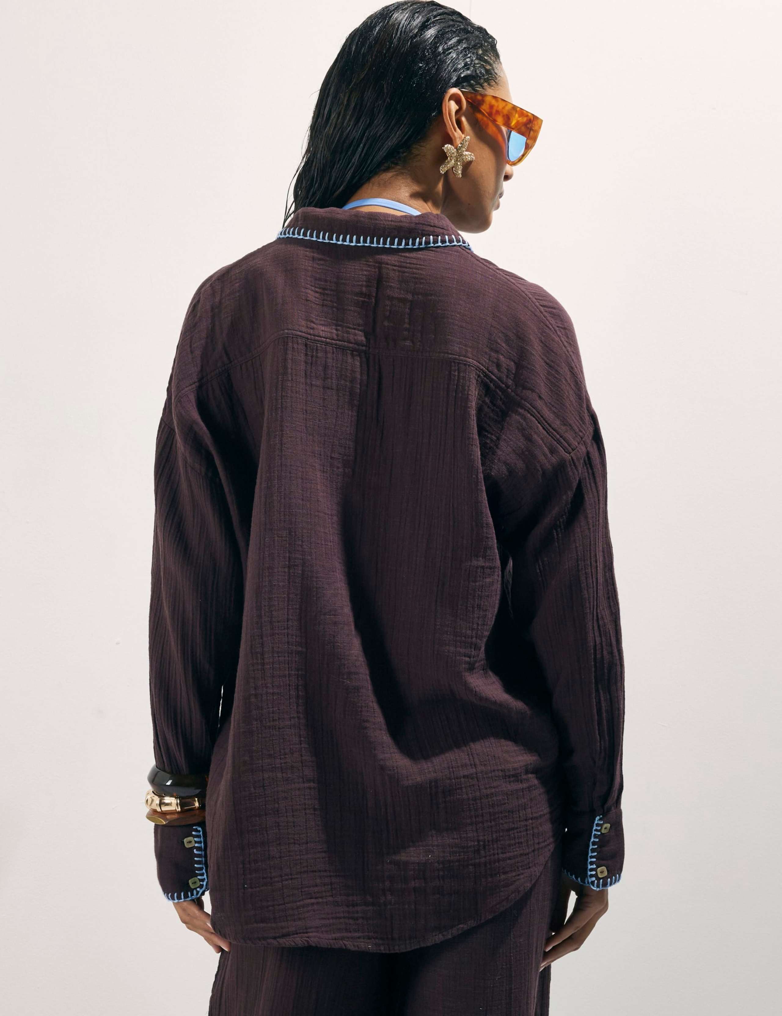 Pure Cotton Embroidered Beach Shirt 3 of 4