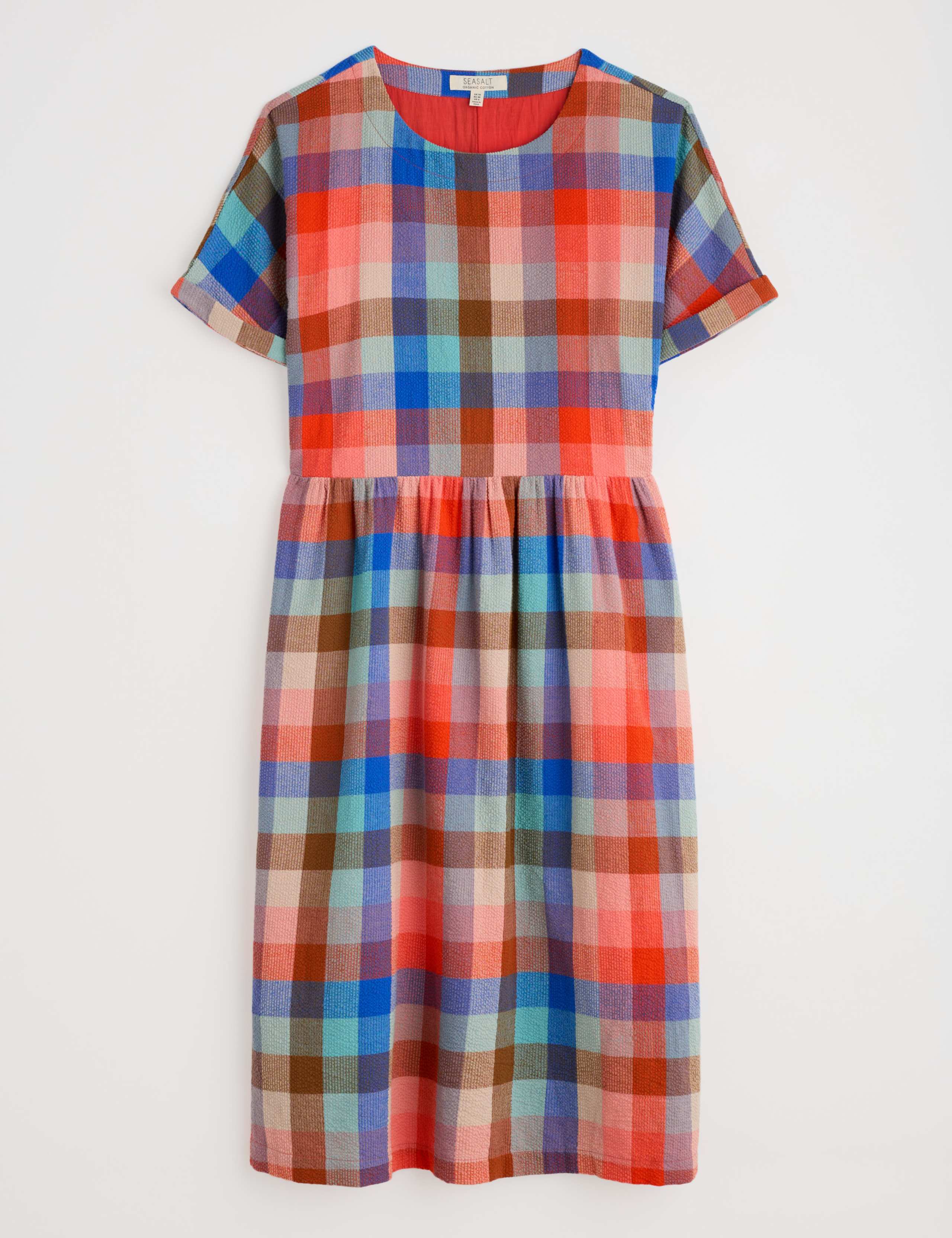 Pure Cotton Checked Midaxi Waisted Dress 2 of 5
