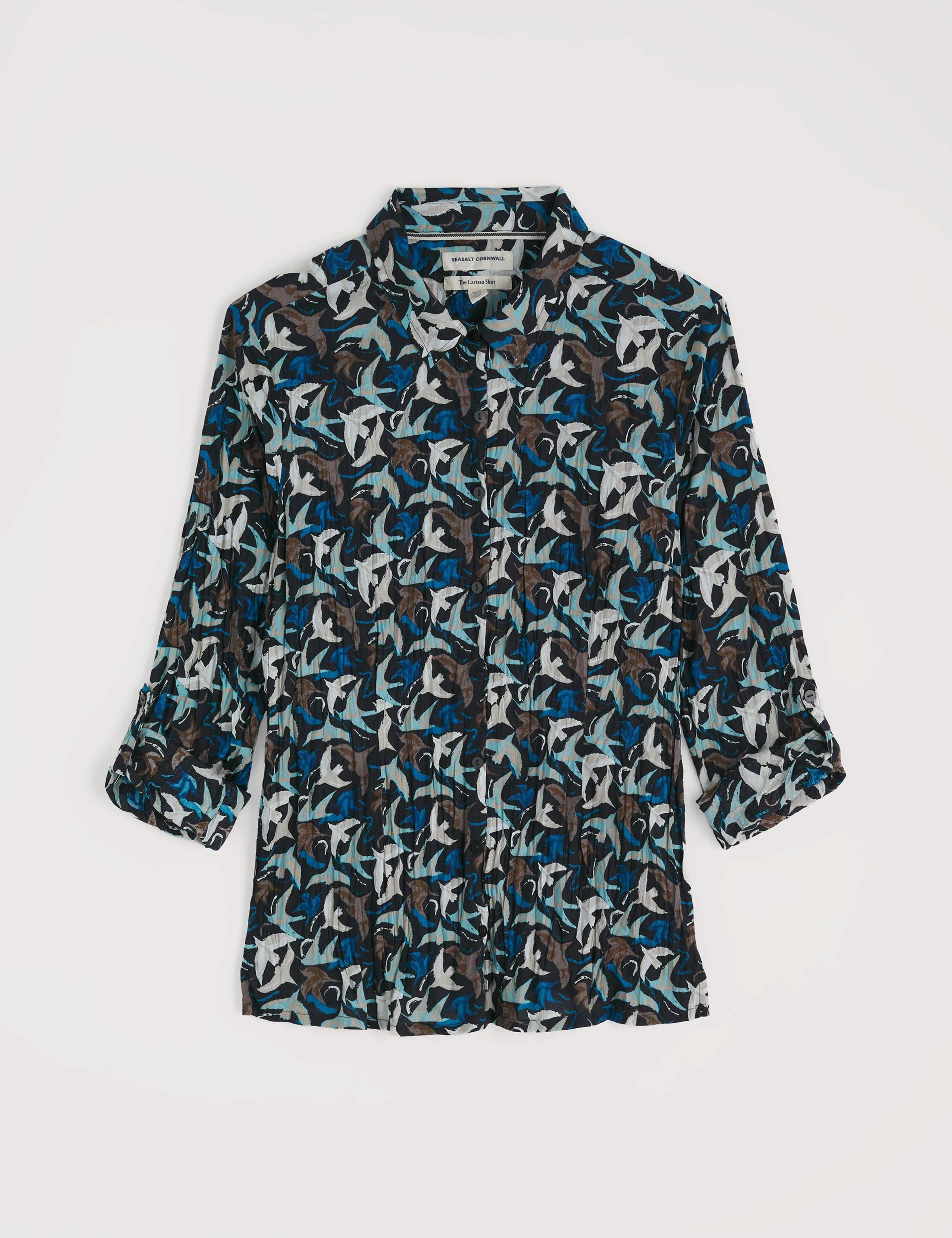 Pure Cotton Textured Bird Print Shirt 2 of 6
