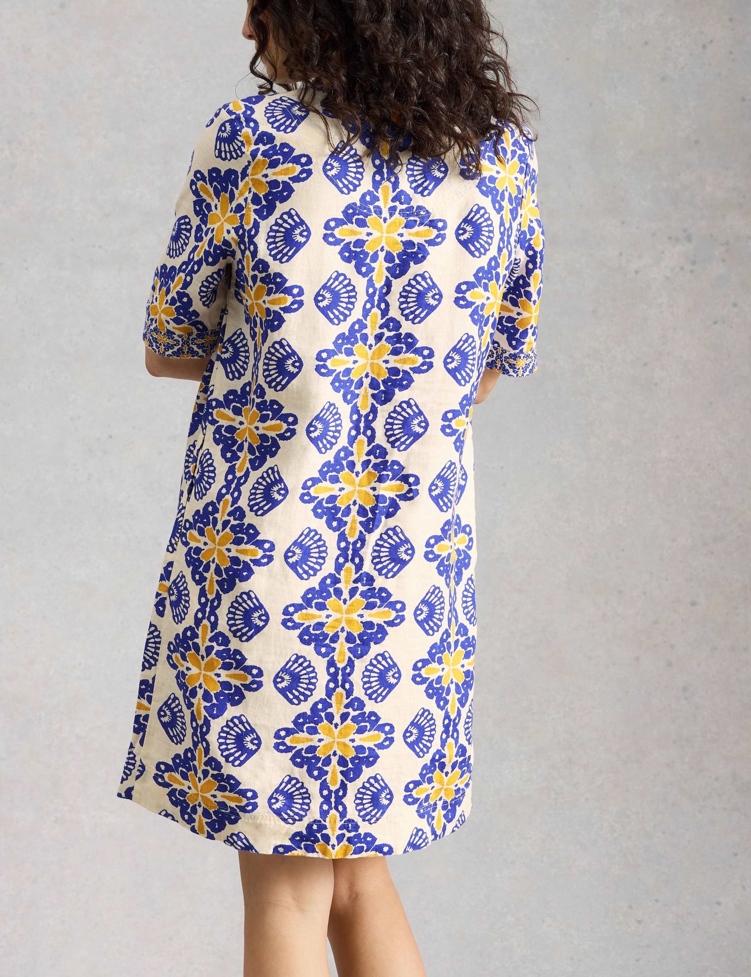 Pure Linen Printed Mini Shift Dress 3 of 6