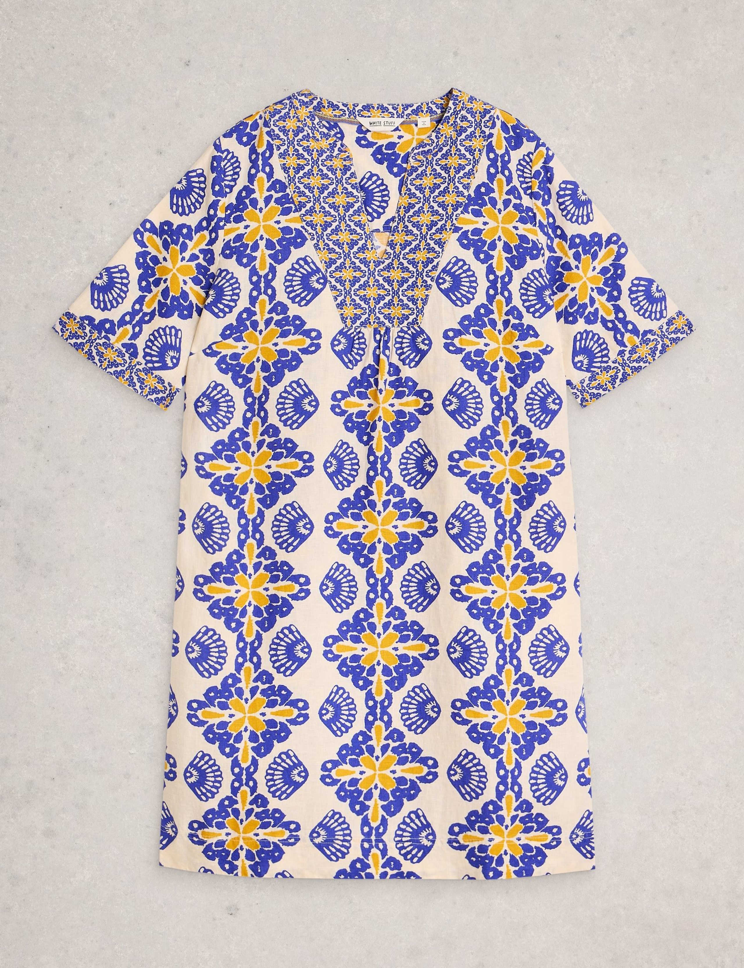 Pure Linen Printed Mini Shift Dress 2 of 6