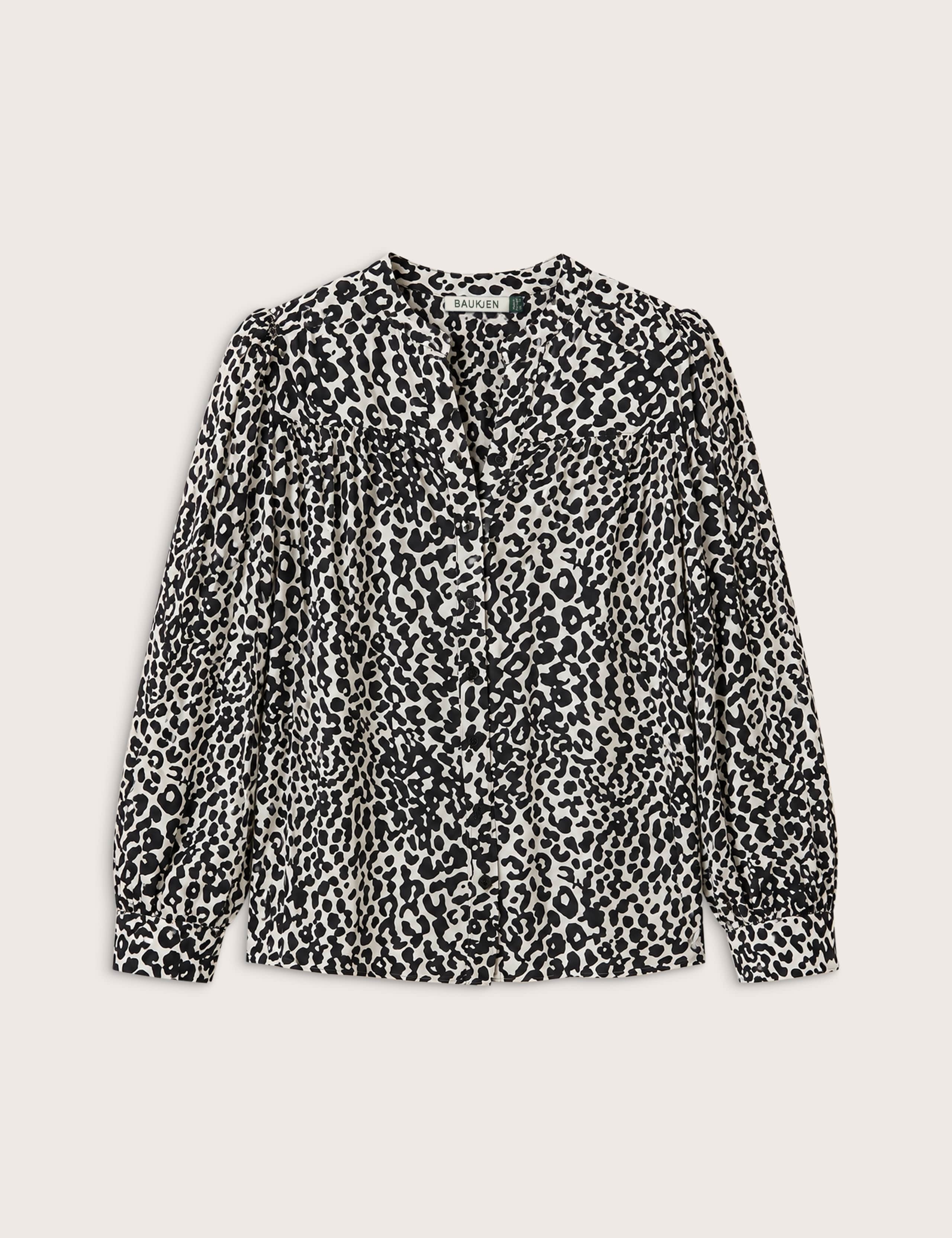 Crepe Animal Print Puff Sleeve Blouse 2 of 4